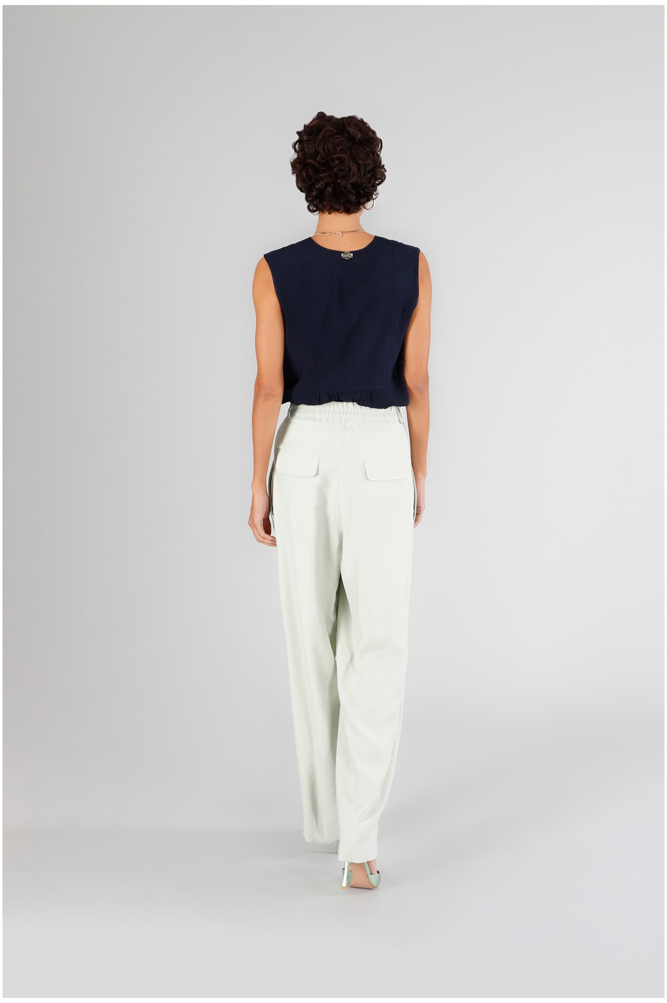 Pantaloni palazzo con pinces aloe — vista 2