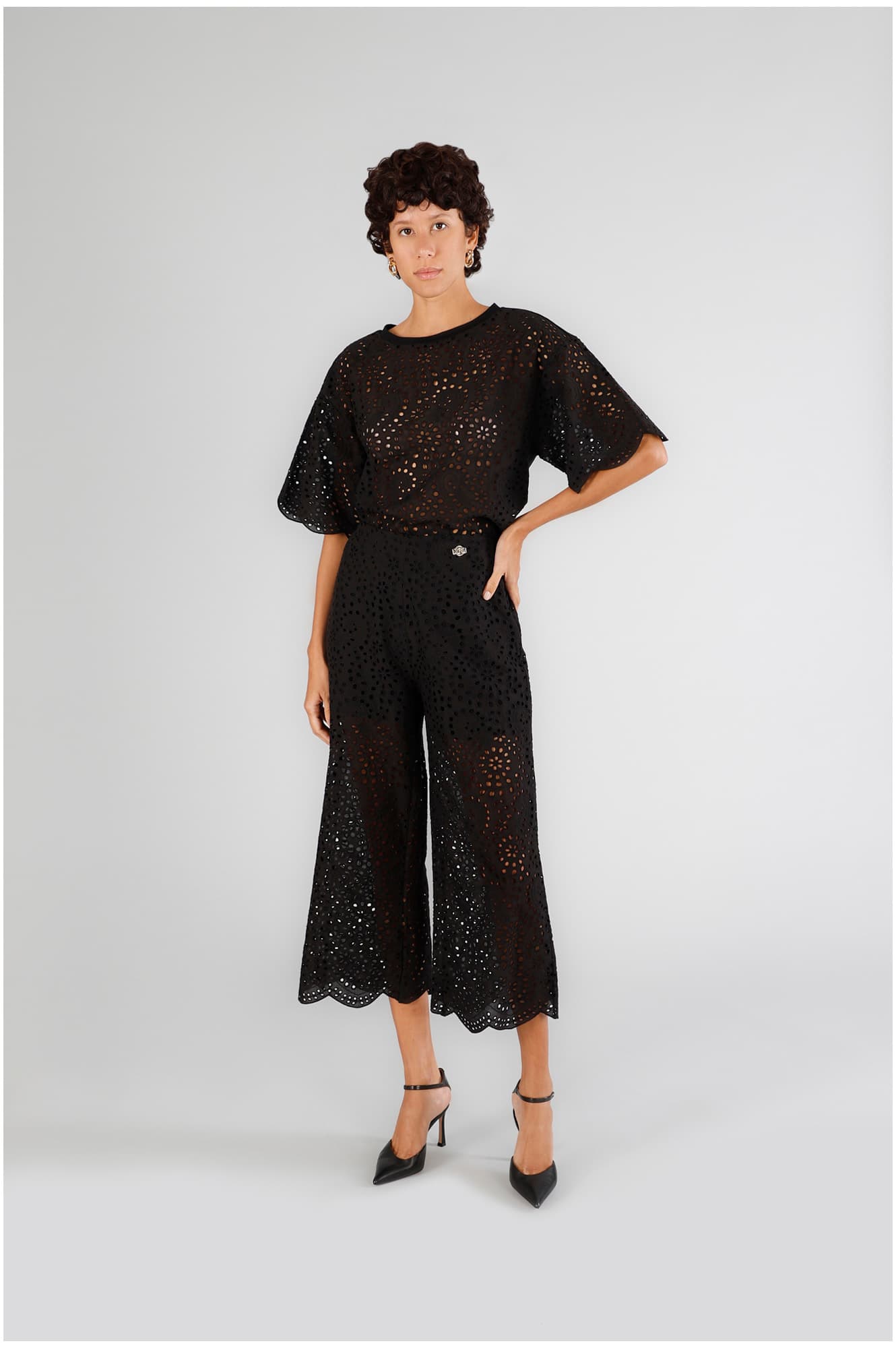 CafèNoir — Pantaloni in sangallo nero