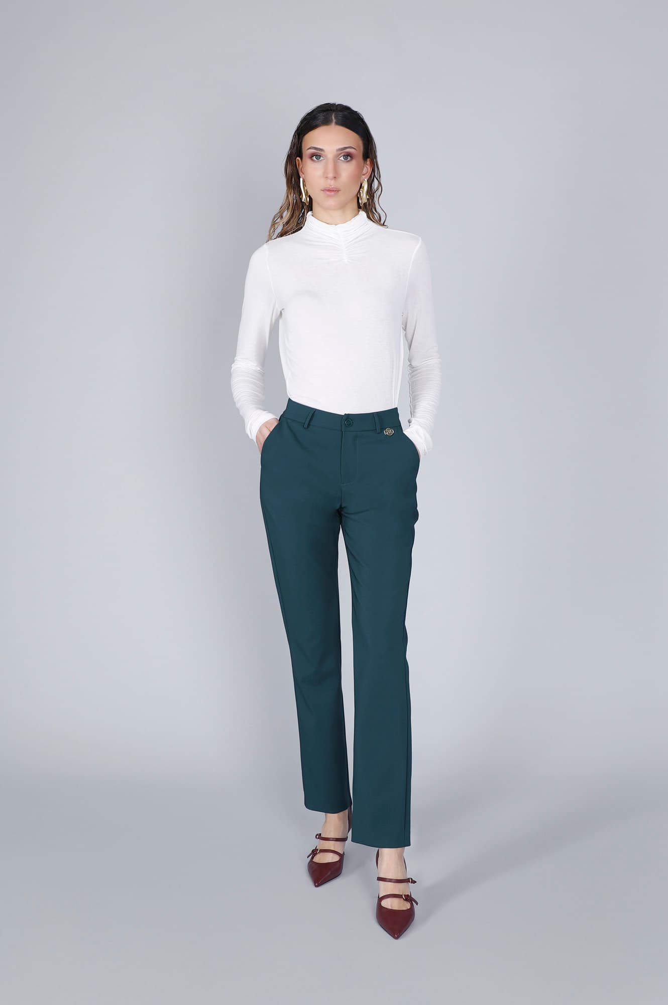 CafèNoir — Pantaloni chino tessuto bistretch verde