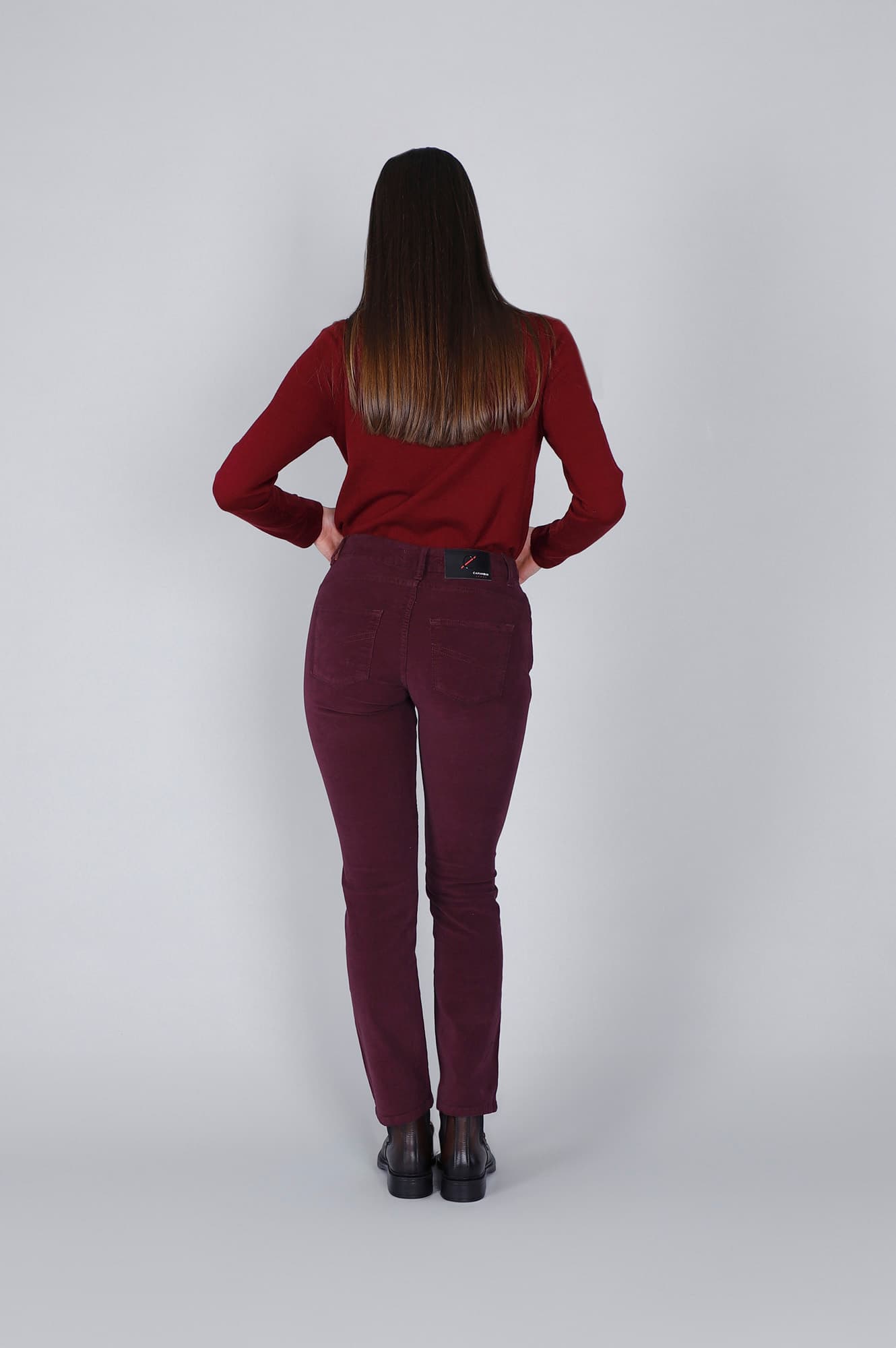 Pantaloni slim tinto capo burgundy — vista 2