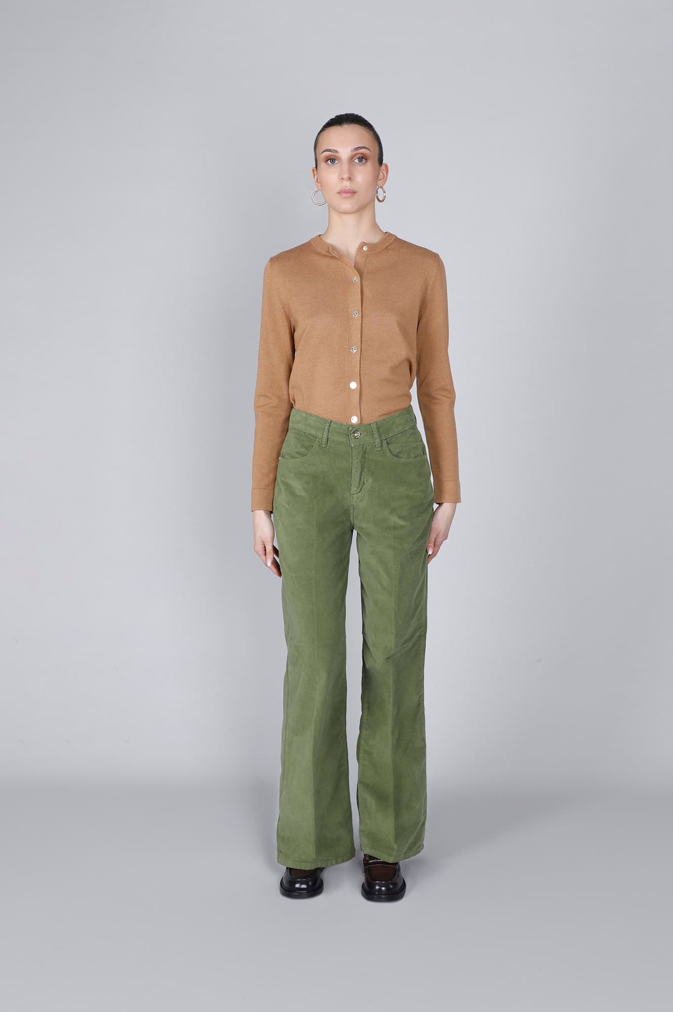 CafèNoir — Pantaloni wide leg tinto capo salvia
