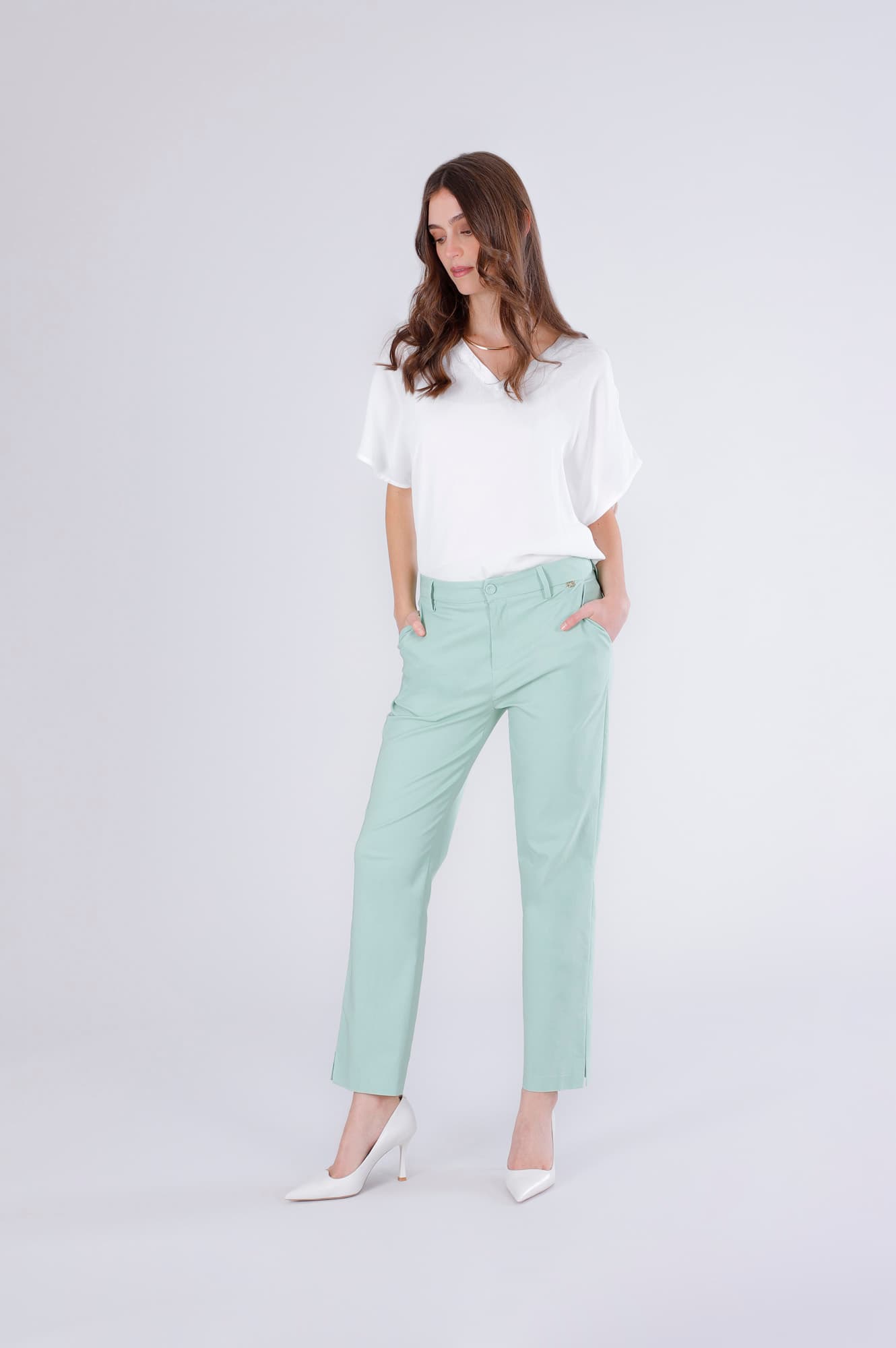 CafèNoir — Pantaloni chino tessuto superstretch menta