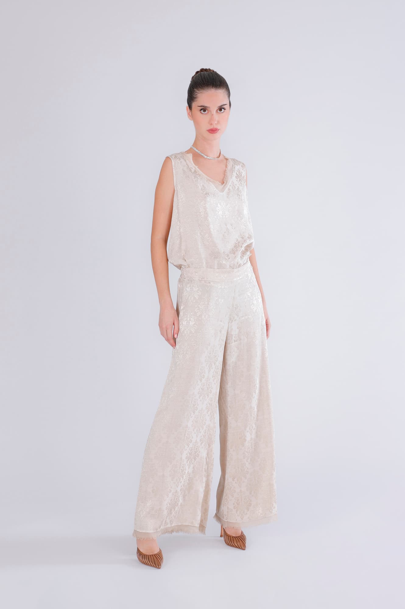 CafèNoir — Pantaloni damascati sabbia