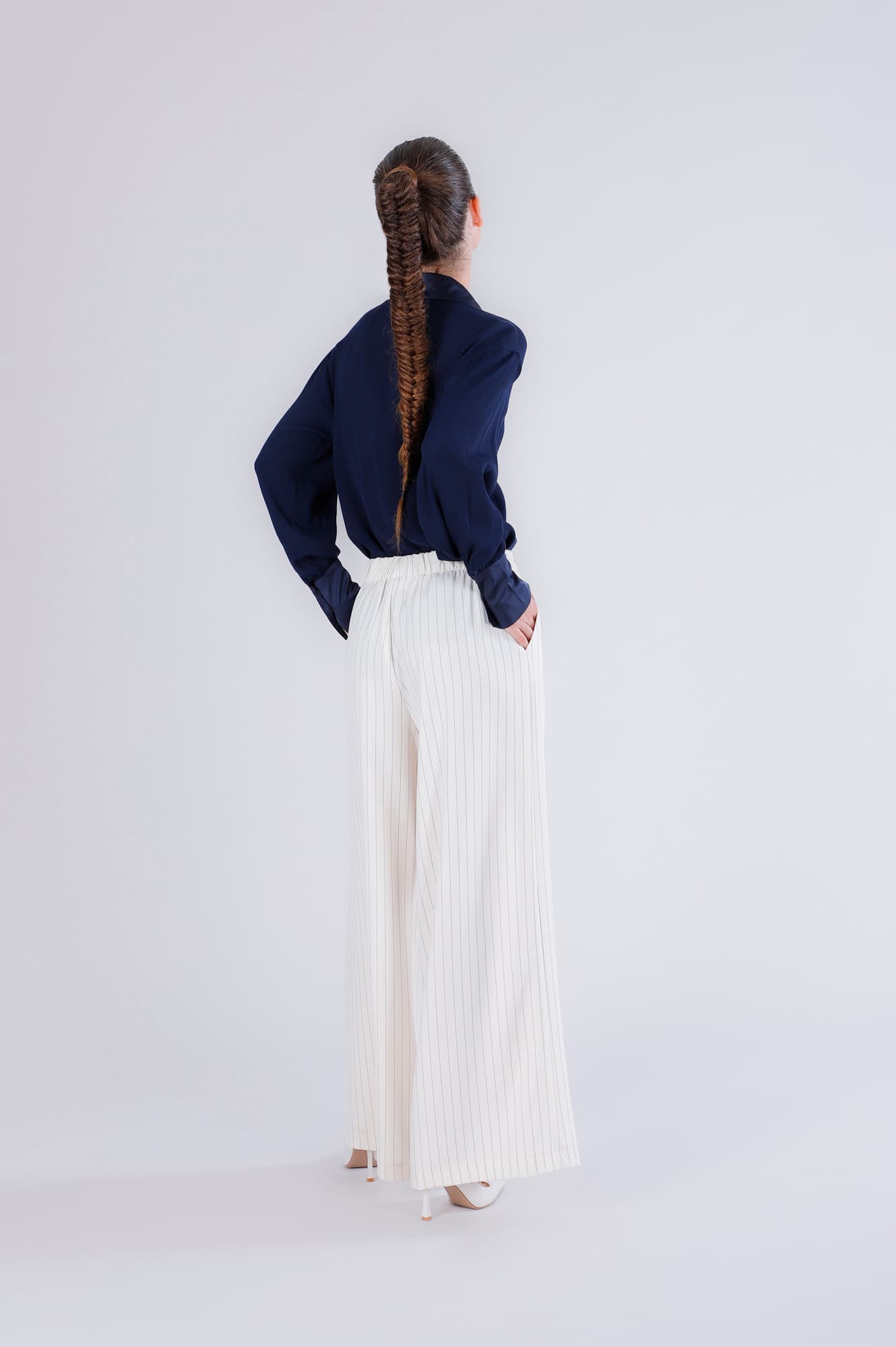 Pantaloni gessati con cinturina in vita gessato corda — vista 2