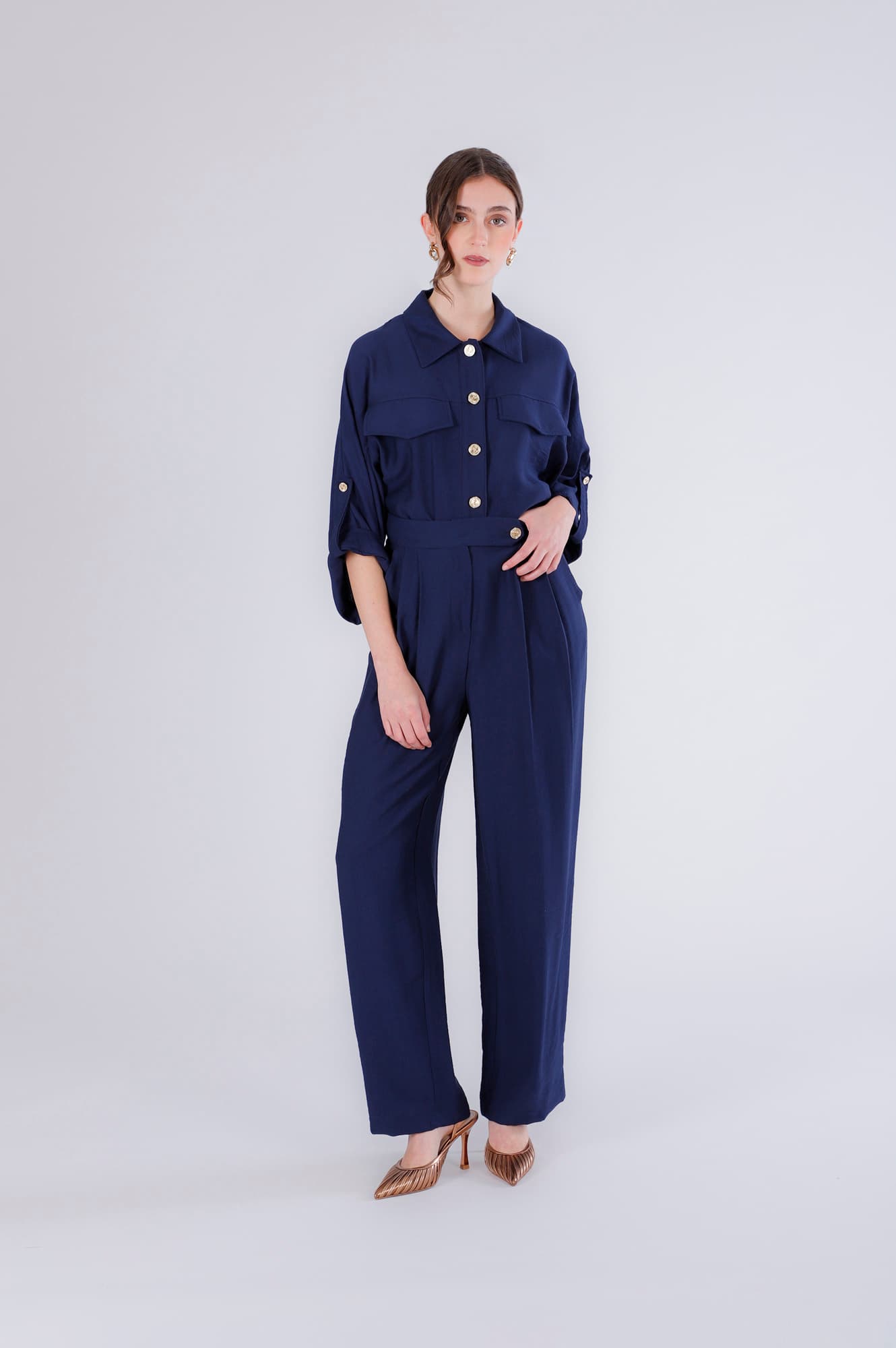 CafèNoir — Pantaloni palazzomistolino navy