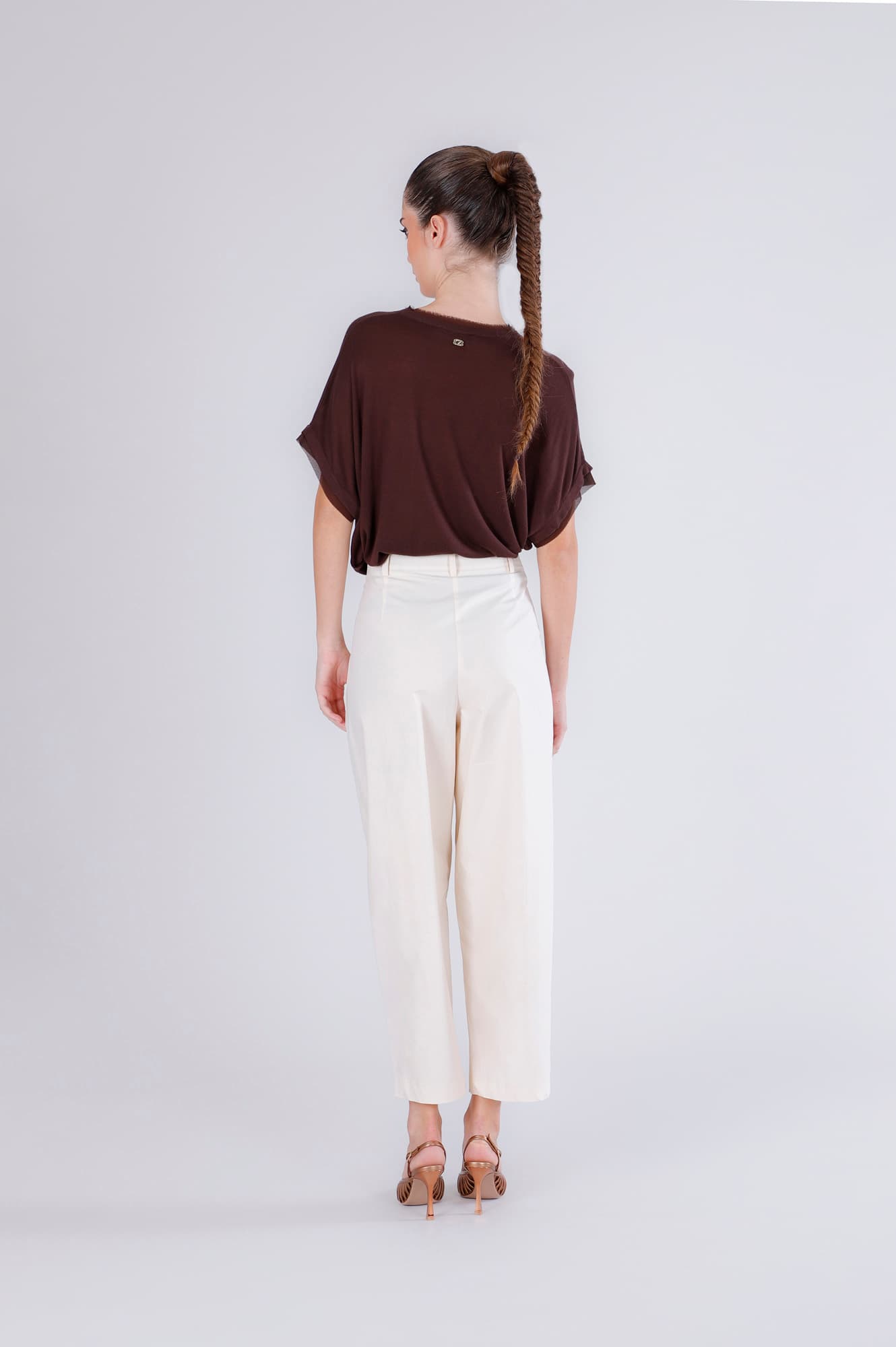 Pantaloni cocoon tela paracadute avena — vista 2