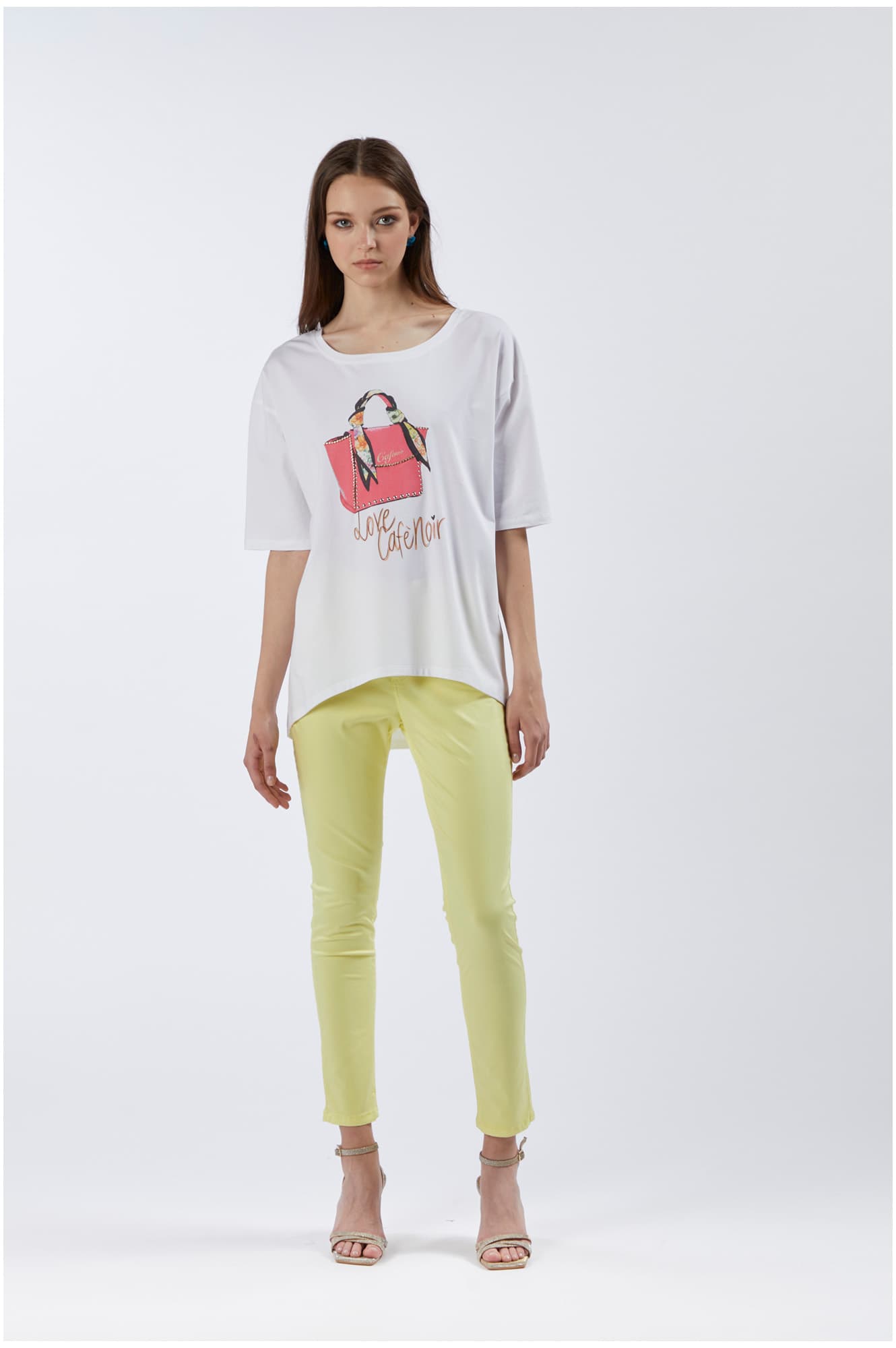 CafèNoir — T-shirt over con stampa borsa bianco
