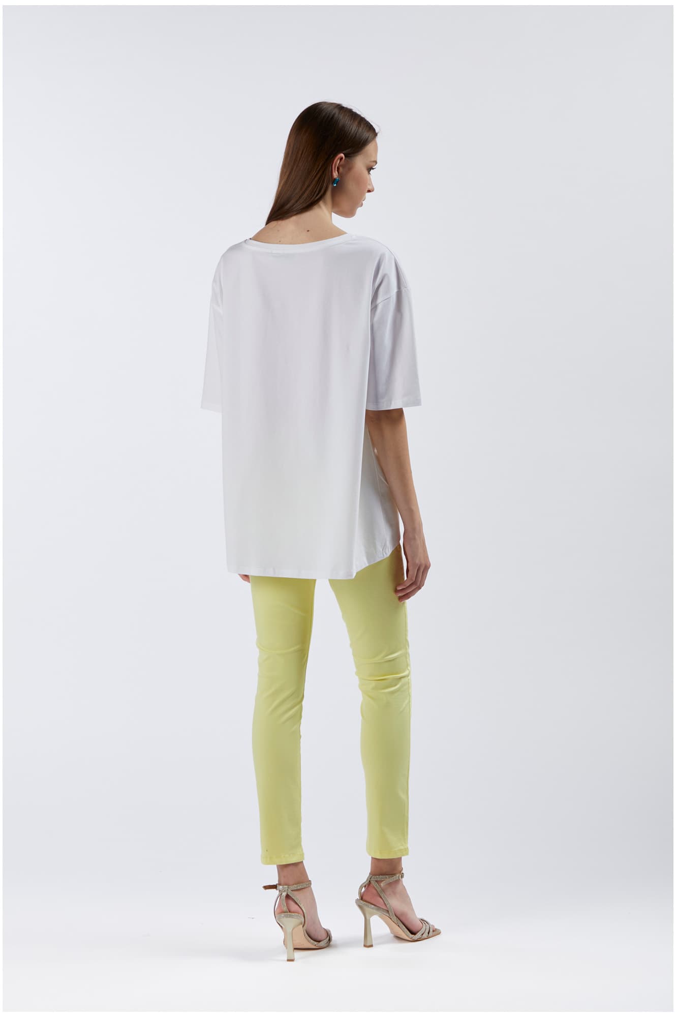 T-shirt over con stampa borsa bianco — vista 2