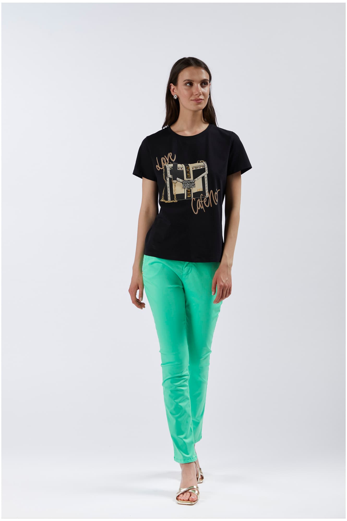 CafèNoir — T-shirt girocollo con stampa borsa nero