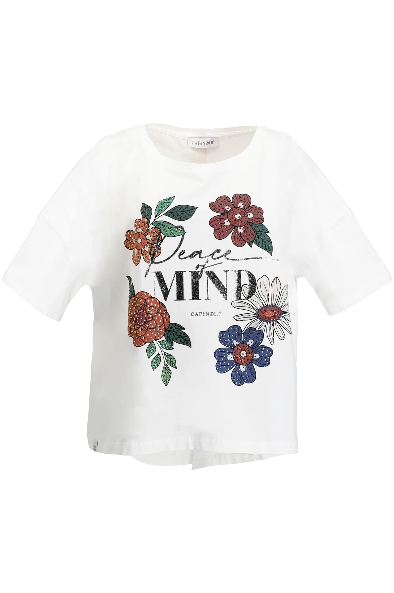 CafèNoir — T-shirt con scritta "peace of mind" bianco