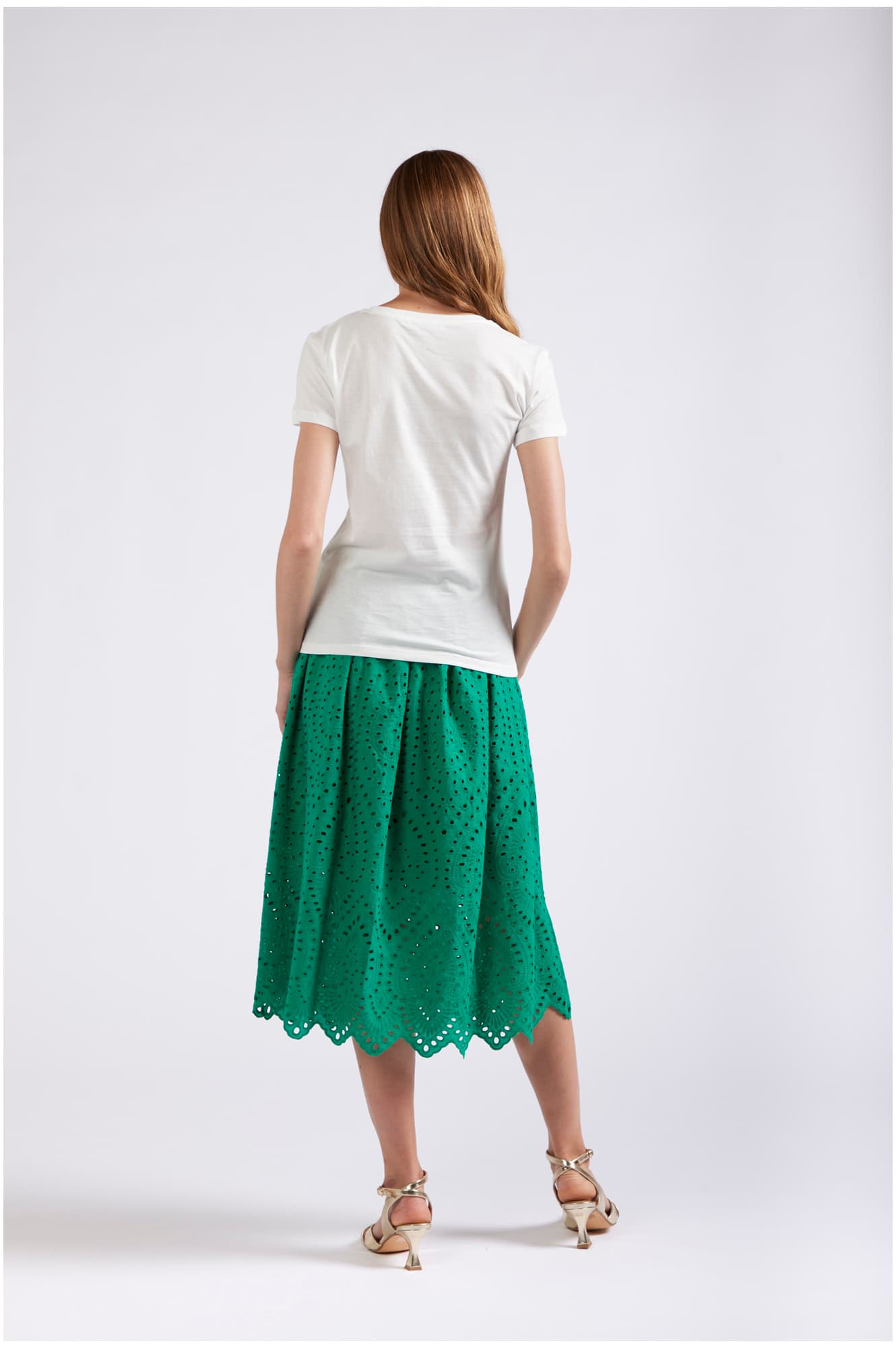 T-shirt volto di donna bianco — vista 2