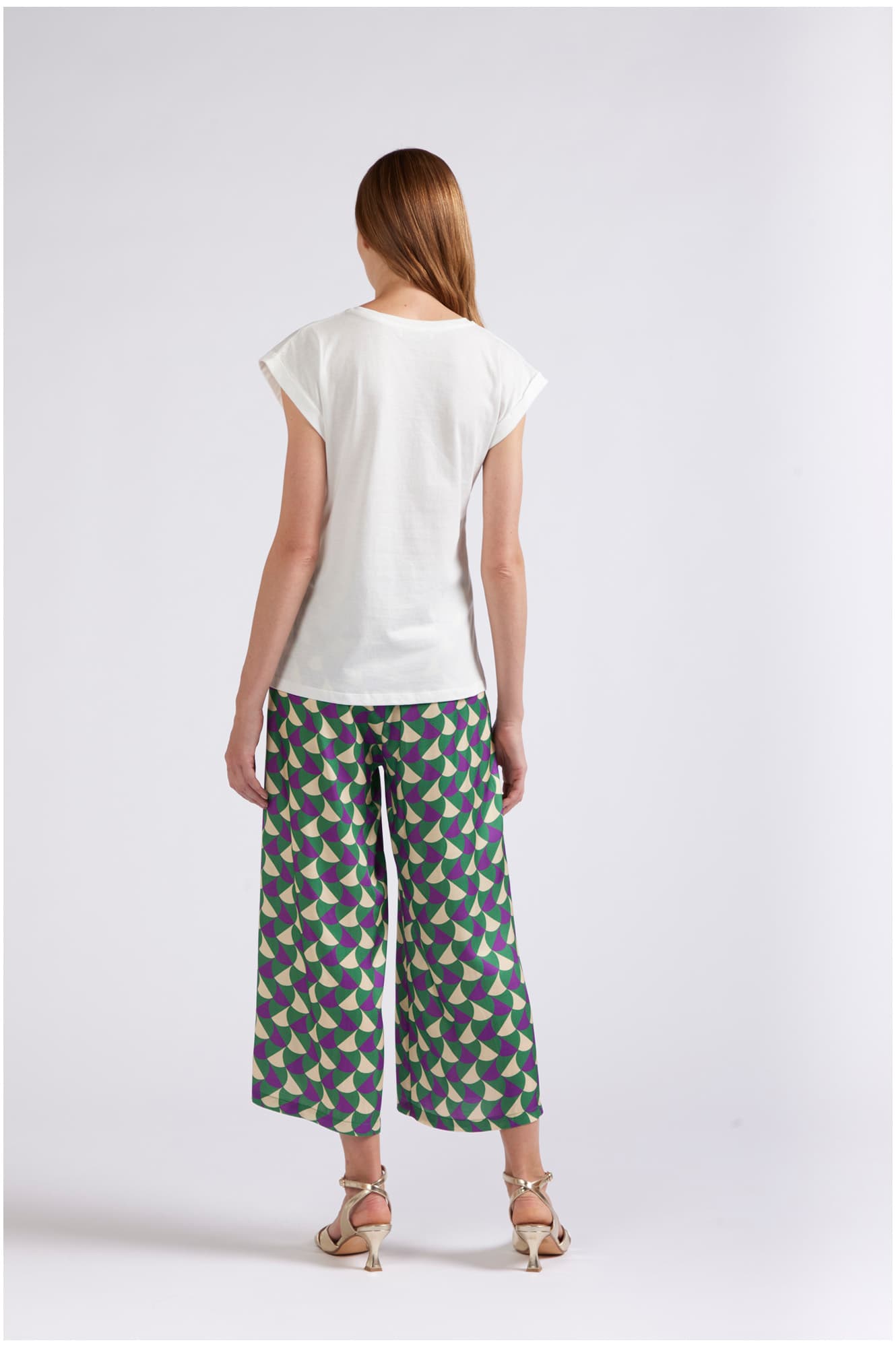 T-shirt smanicata stampata bianco — vista 2