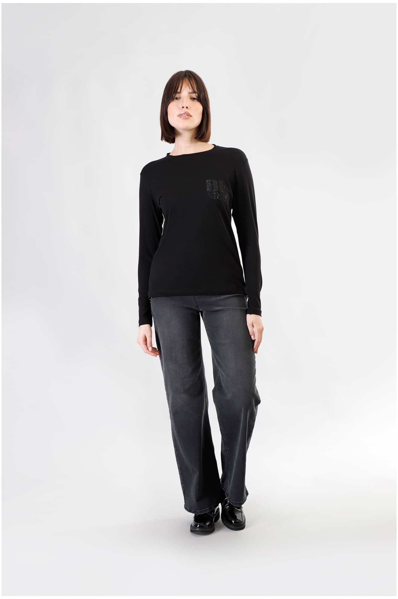 CafèNoir — T-shirt manica lunga con logo be noir nero