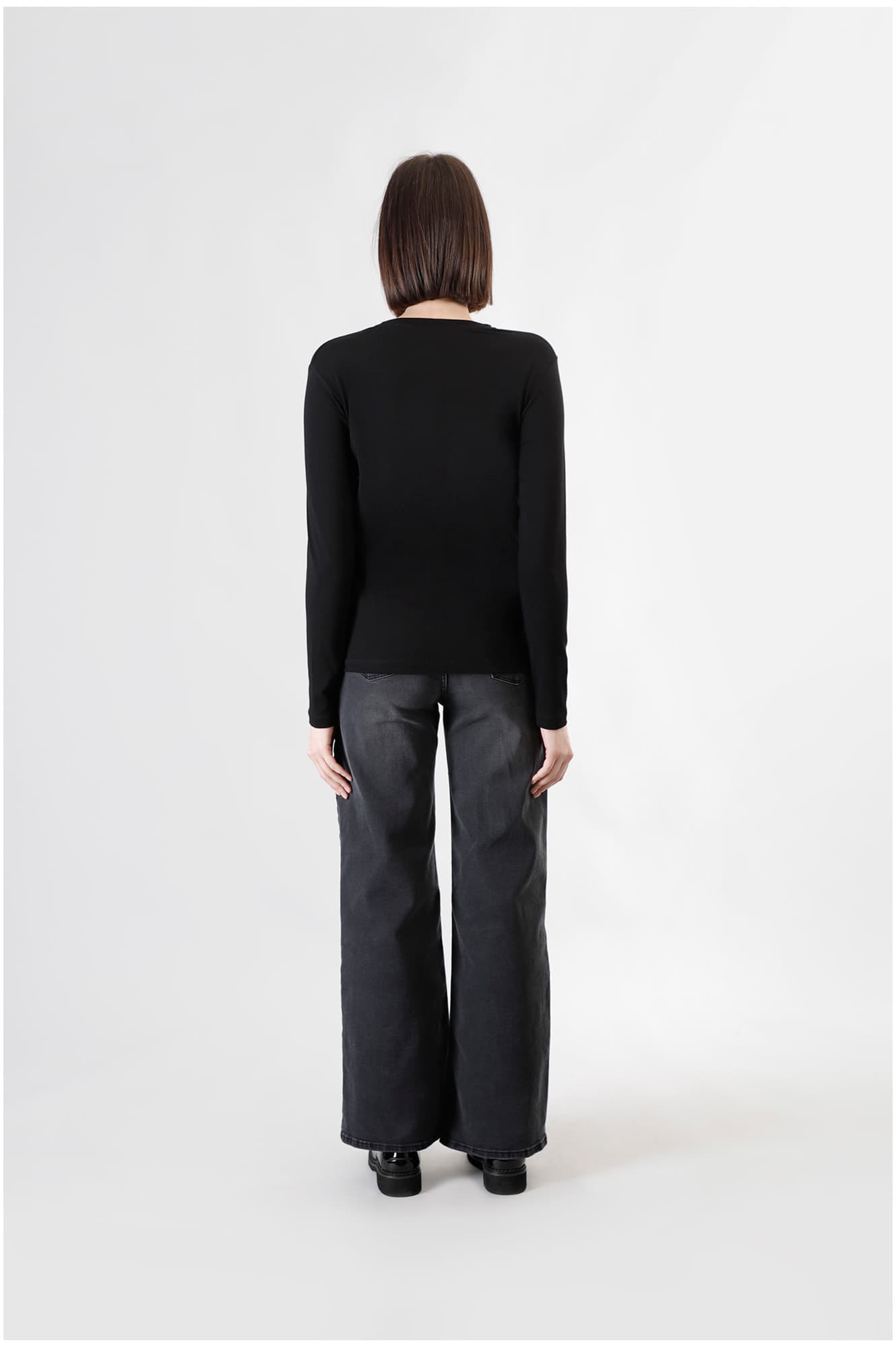T-shirt manica lunga con logo be noir nero — vista 2