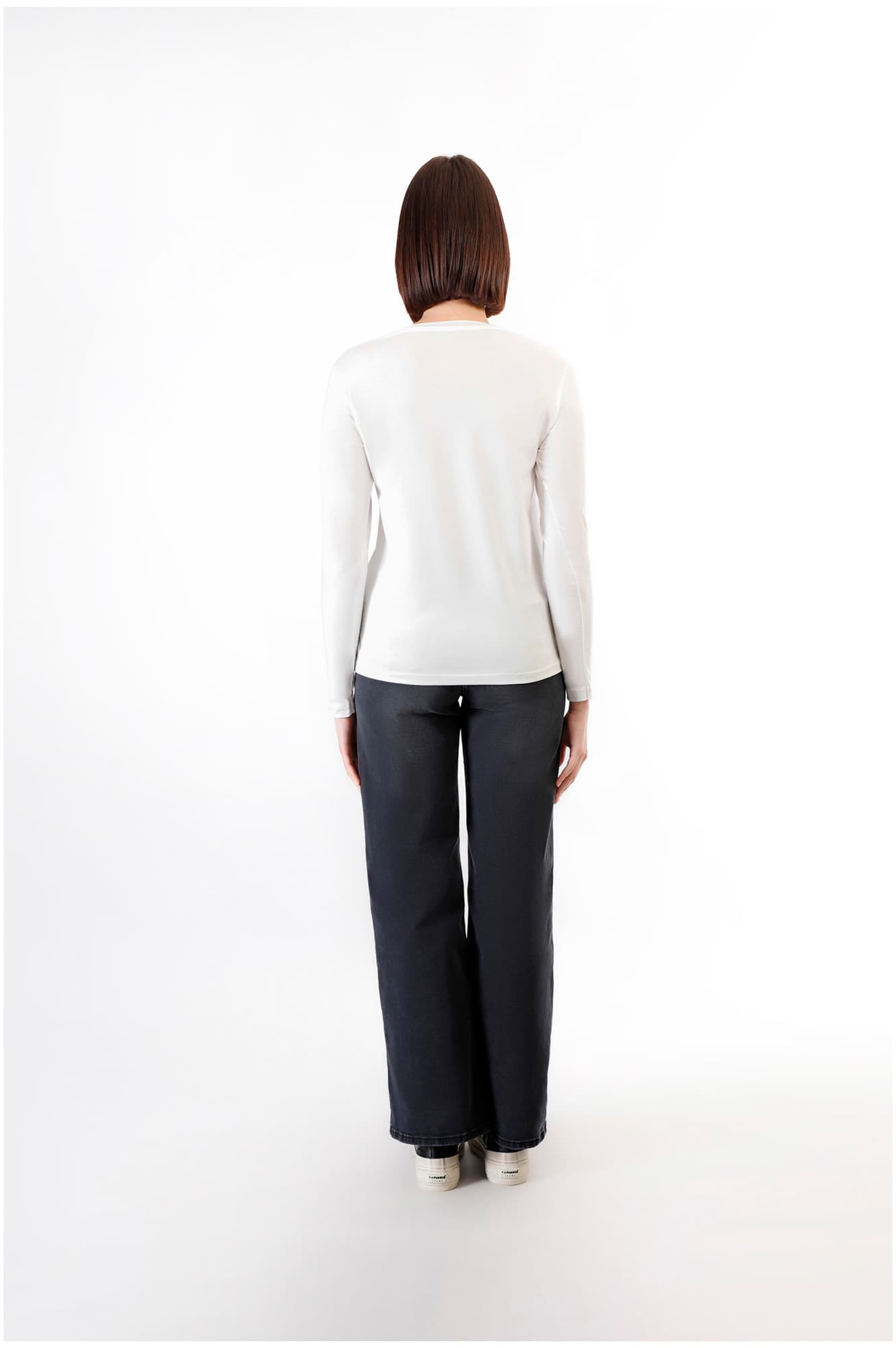 T-shirt manica lunga con logo be noir bianco — vista 2