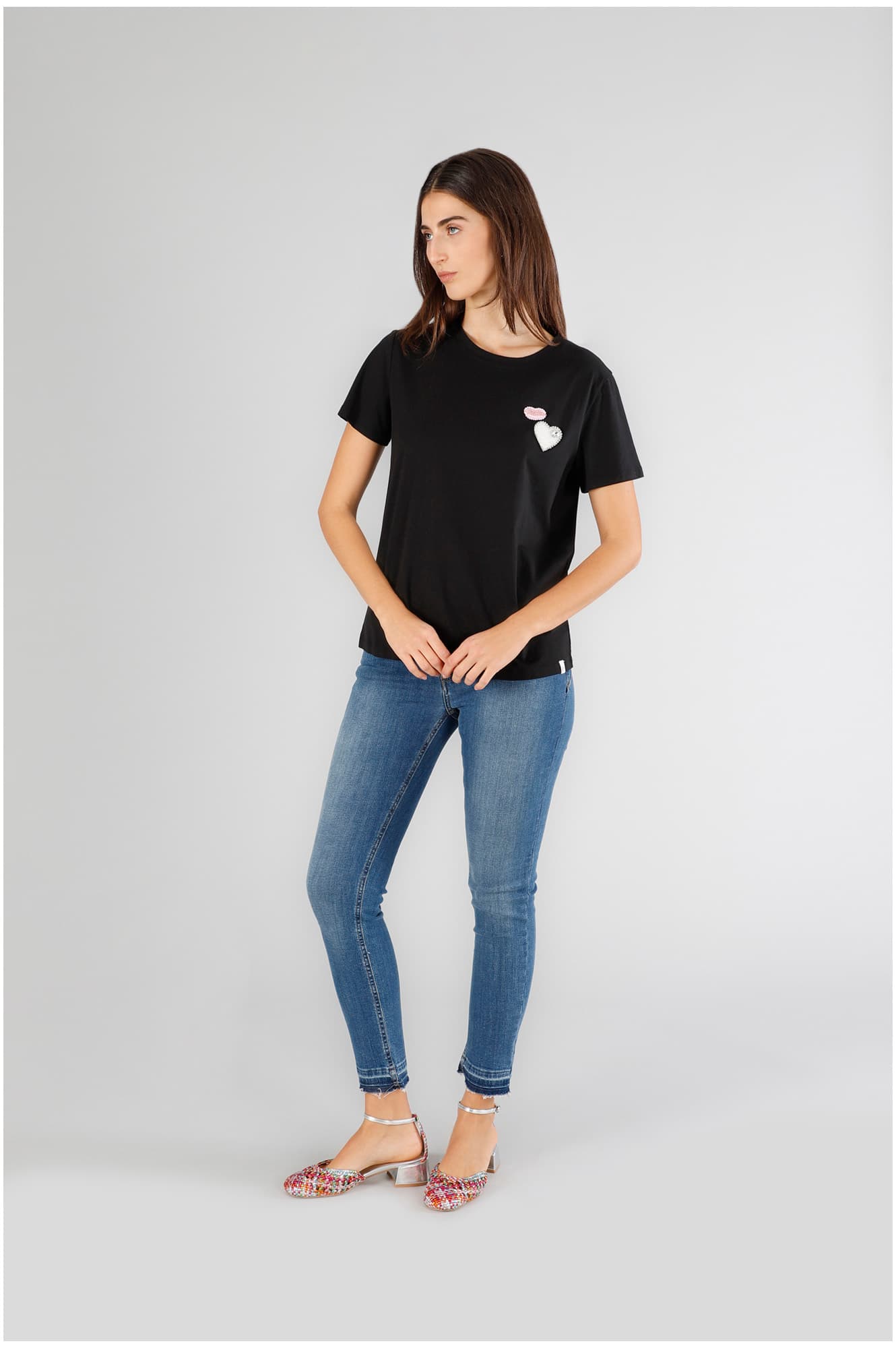 CafèNoir — T-shirt manica corta con patch nero