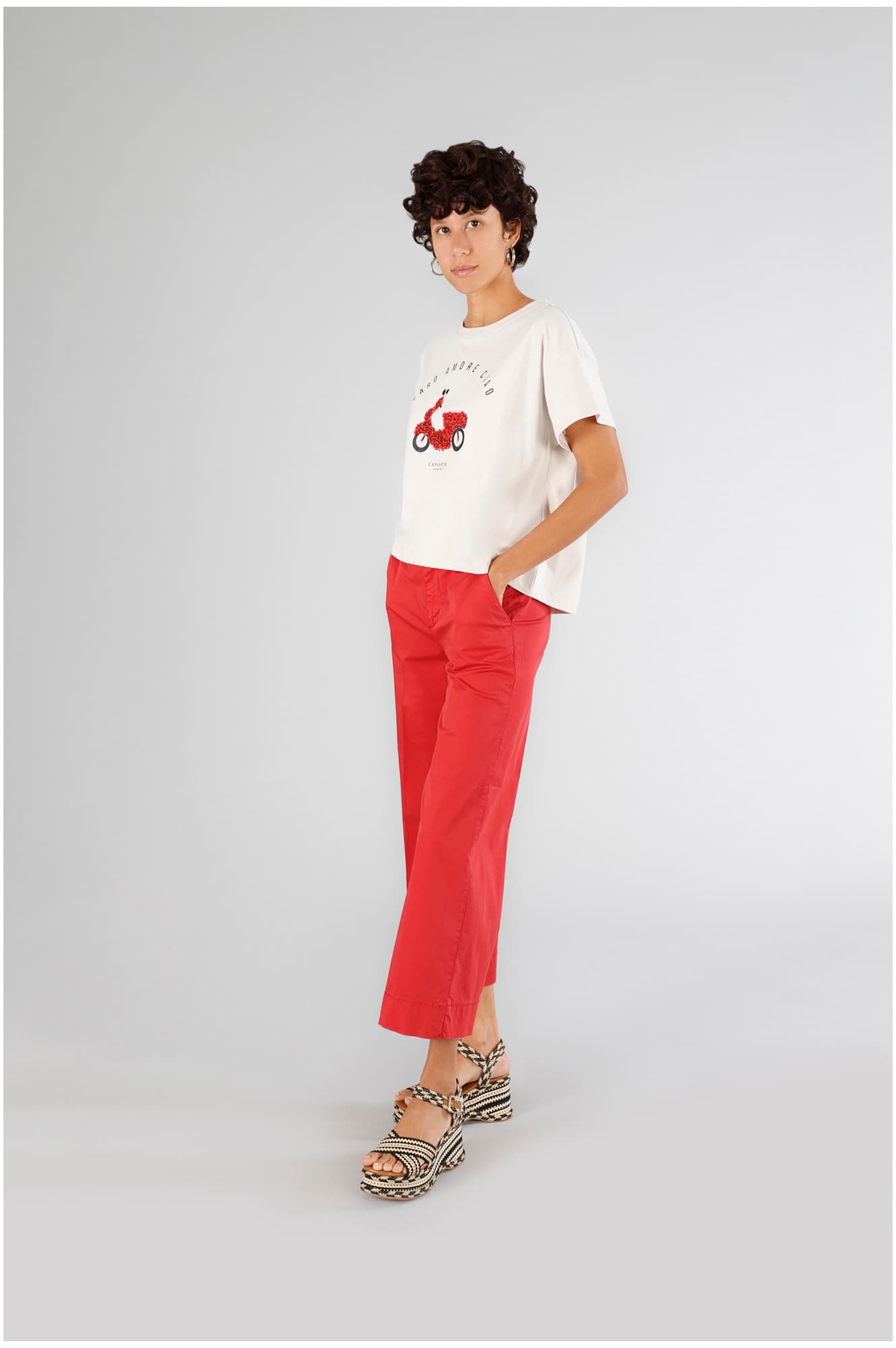 CafèNoir — T-shirt con scritta "caro amore ciao" e stampa gesso
