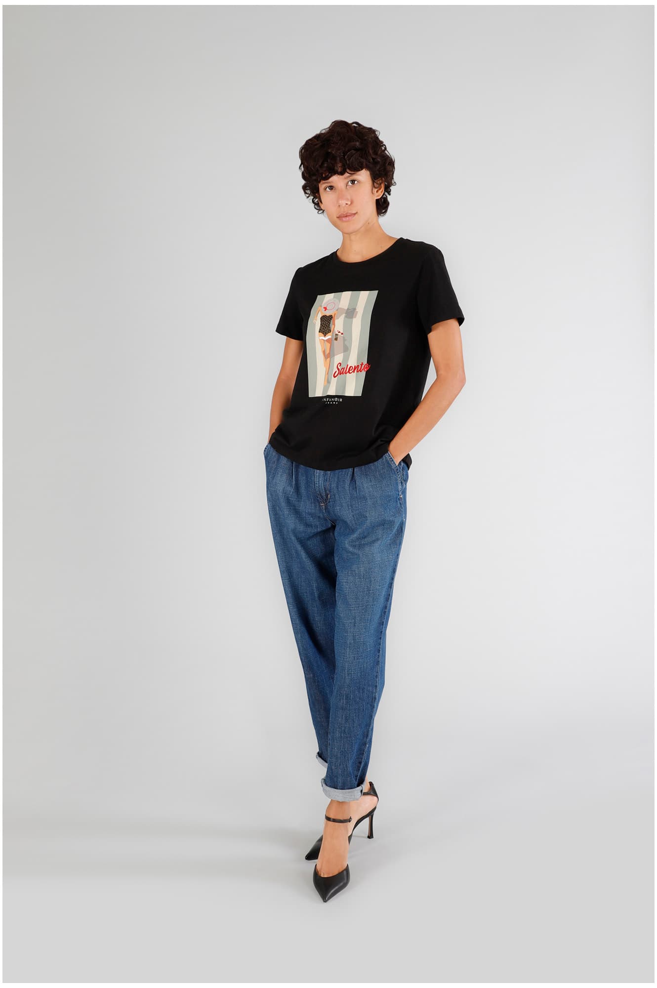 CafèNoir — T-shirt manica corta stampa salento nero