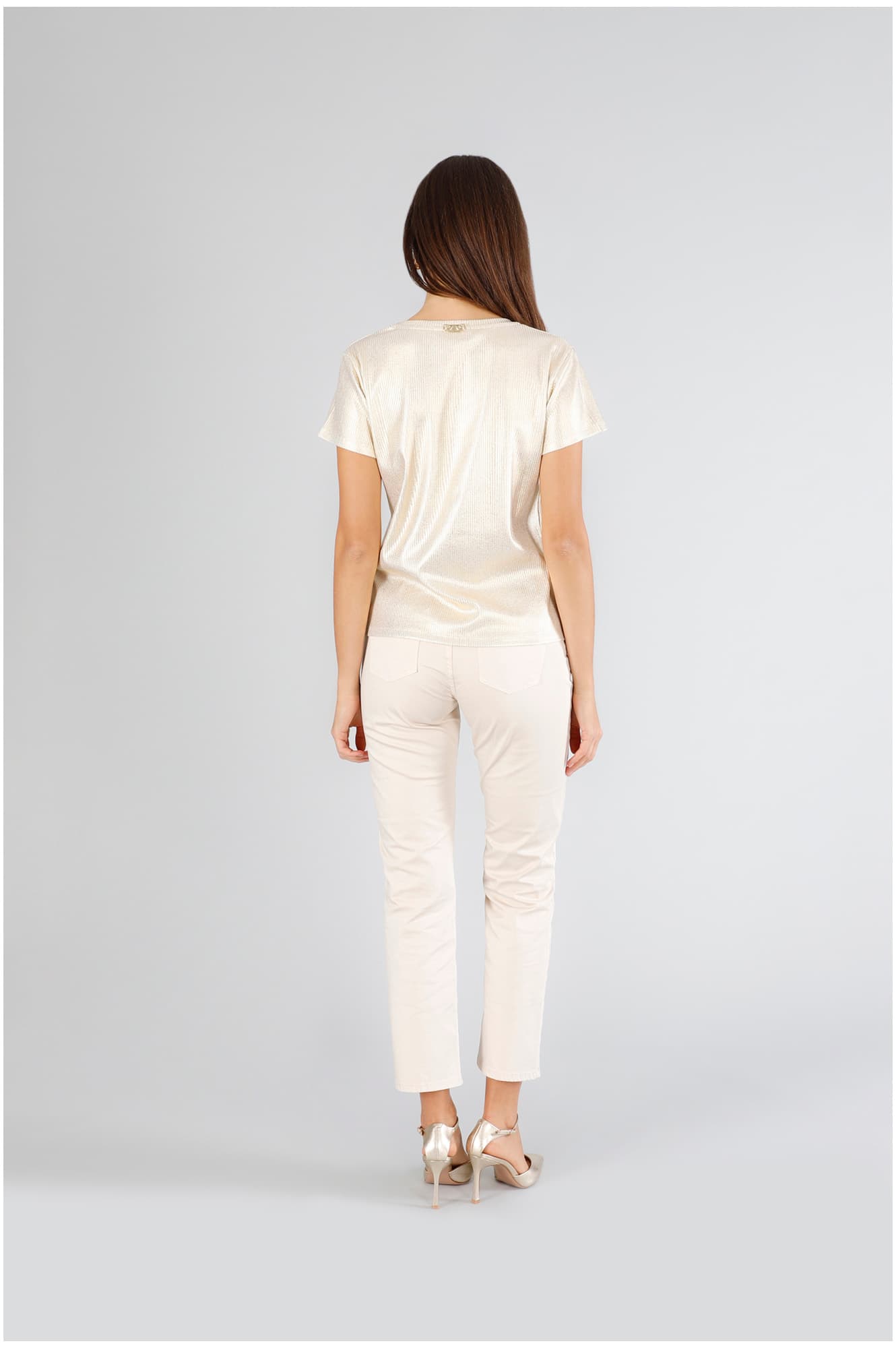 T-shirt manica corta costina placcata light gold — vista 2