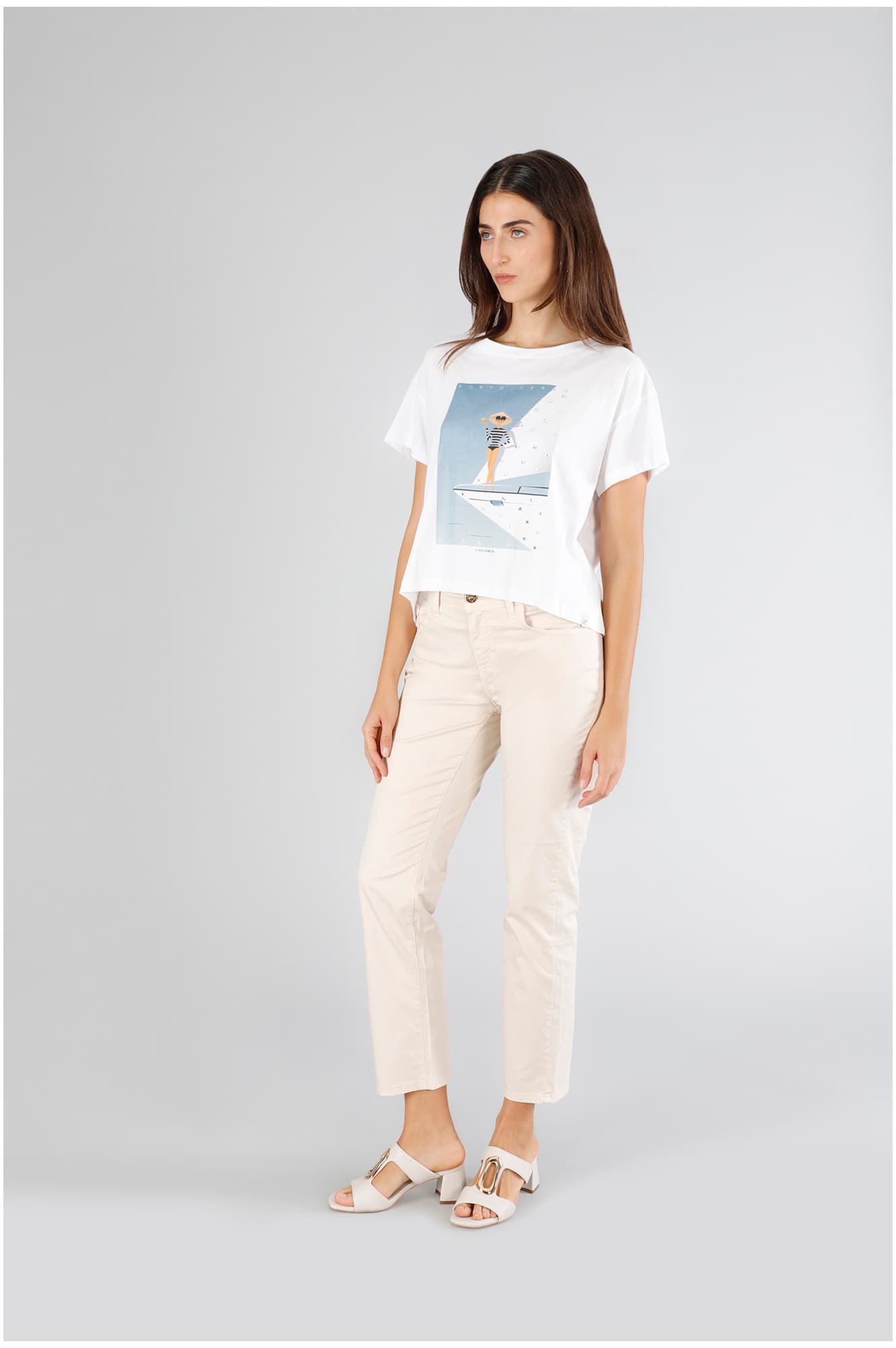 CafèNoir — T-shirt a scatolina manica corta stampa portocervo bianco