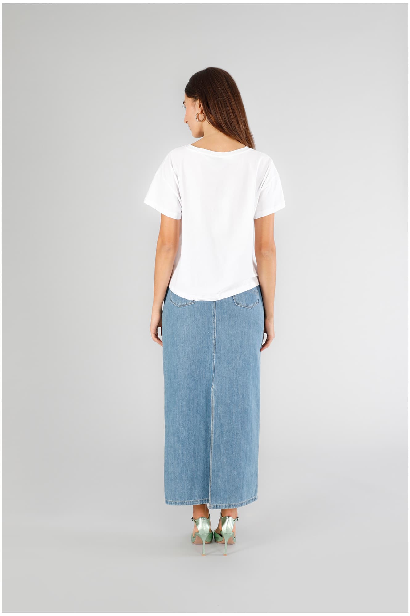 T-shirt a scatolina manica corta stampa capri bianco — vista 2