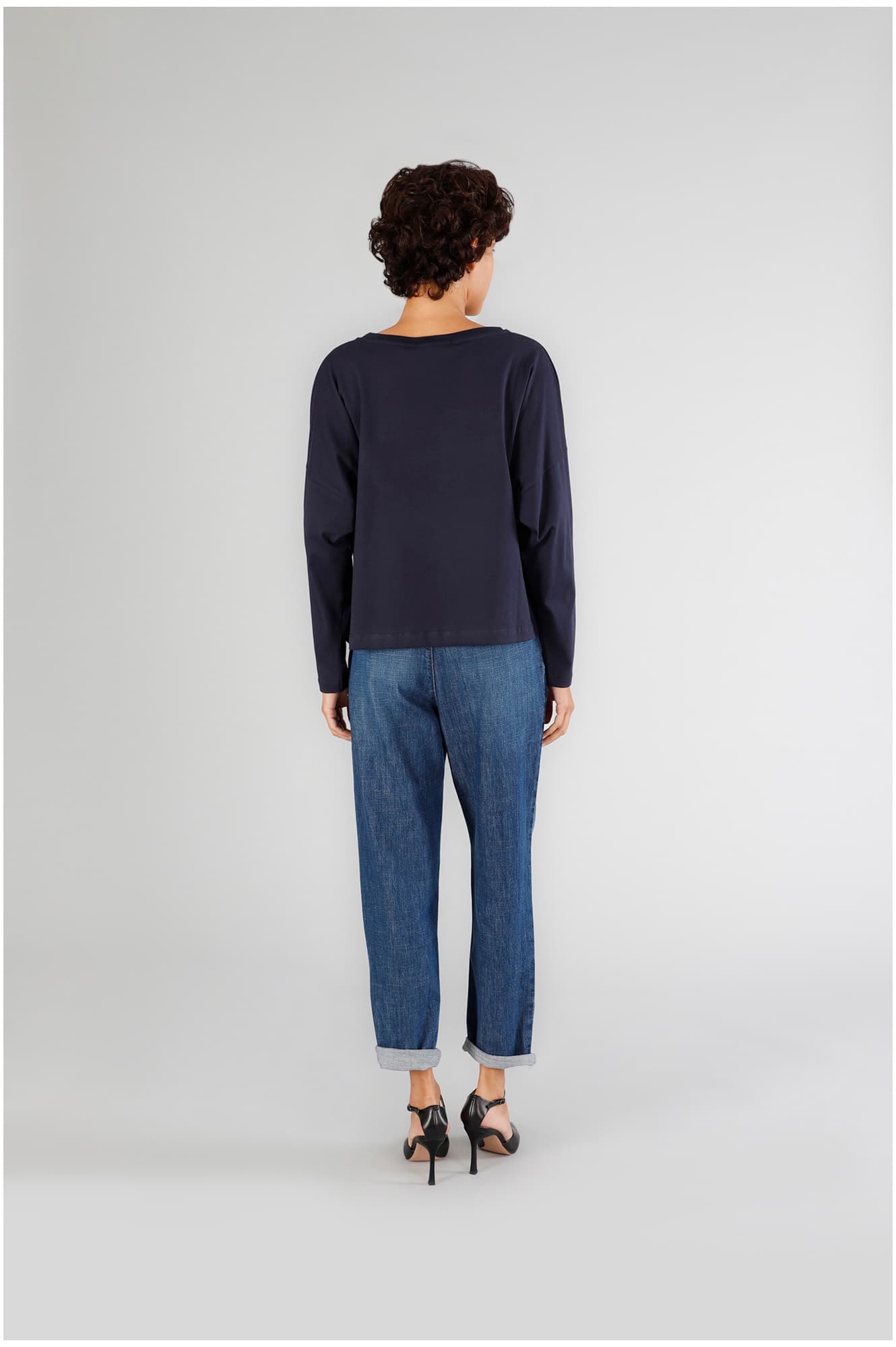 T-shirt oversize con scritta "sapore di sole" navy — vista 2