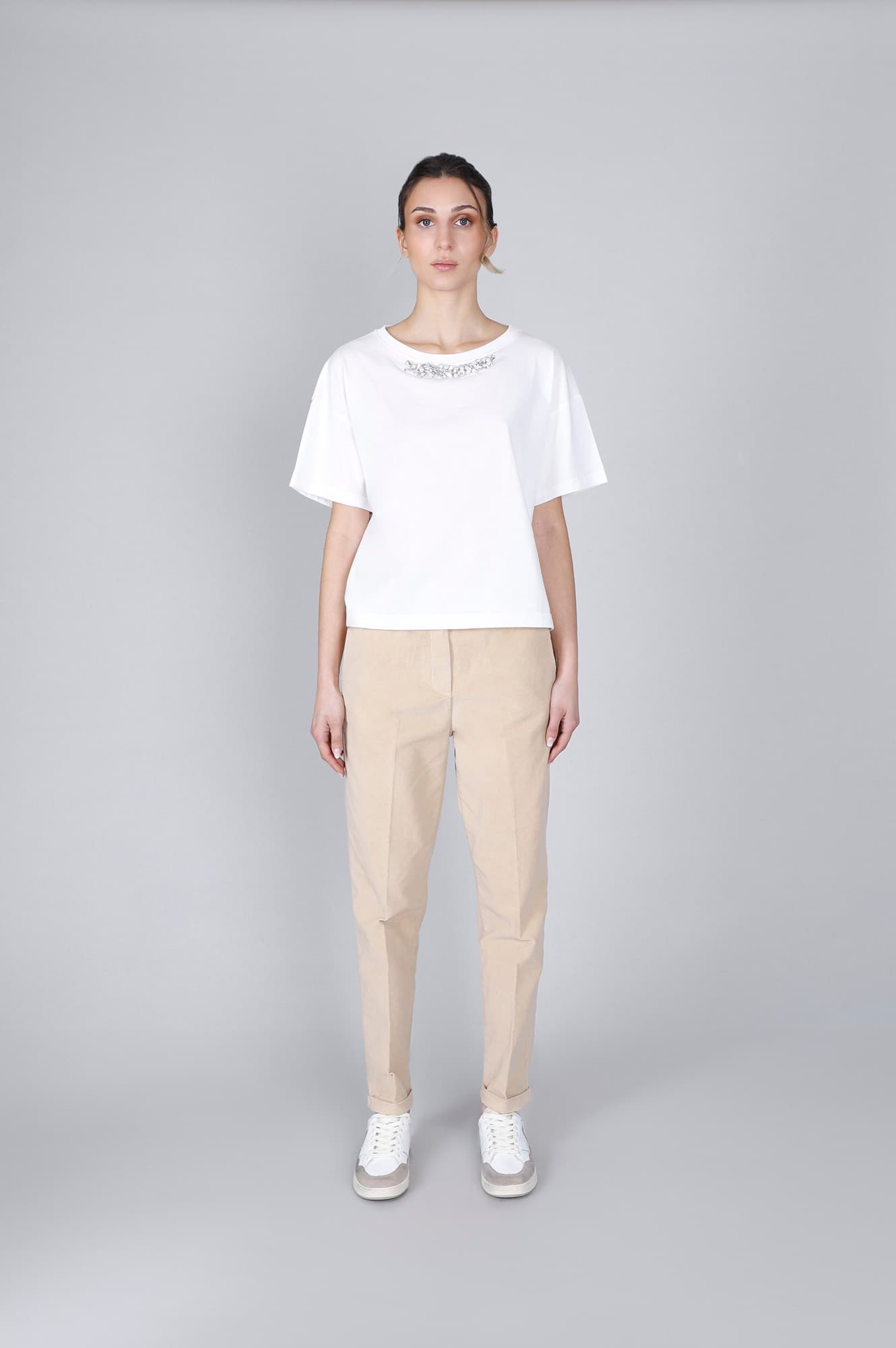 CafèNoir — T-shirt con applicazione strass off white