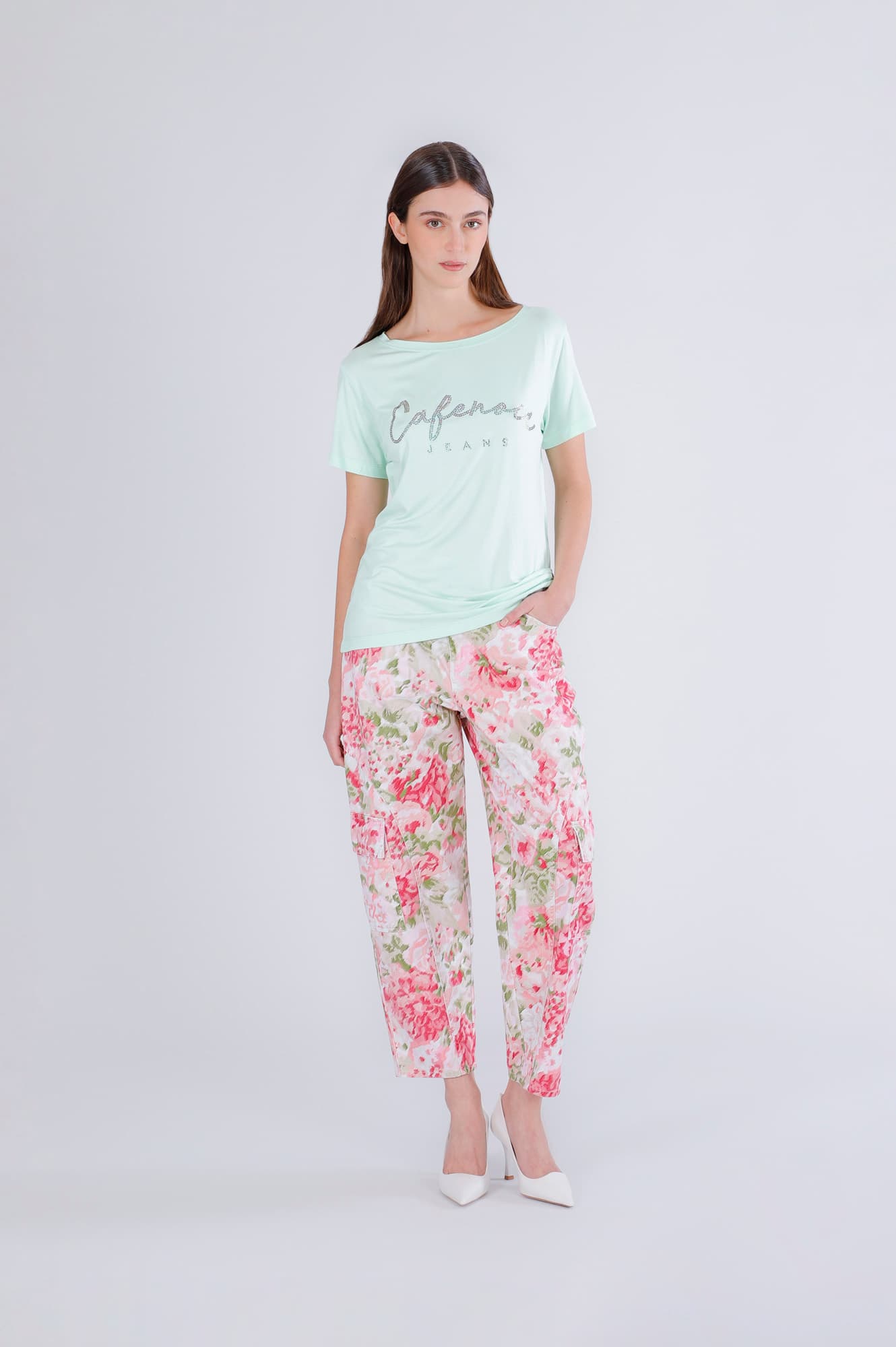 CafèNoir — T-shirt girocollo con logo menta