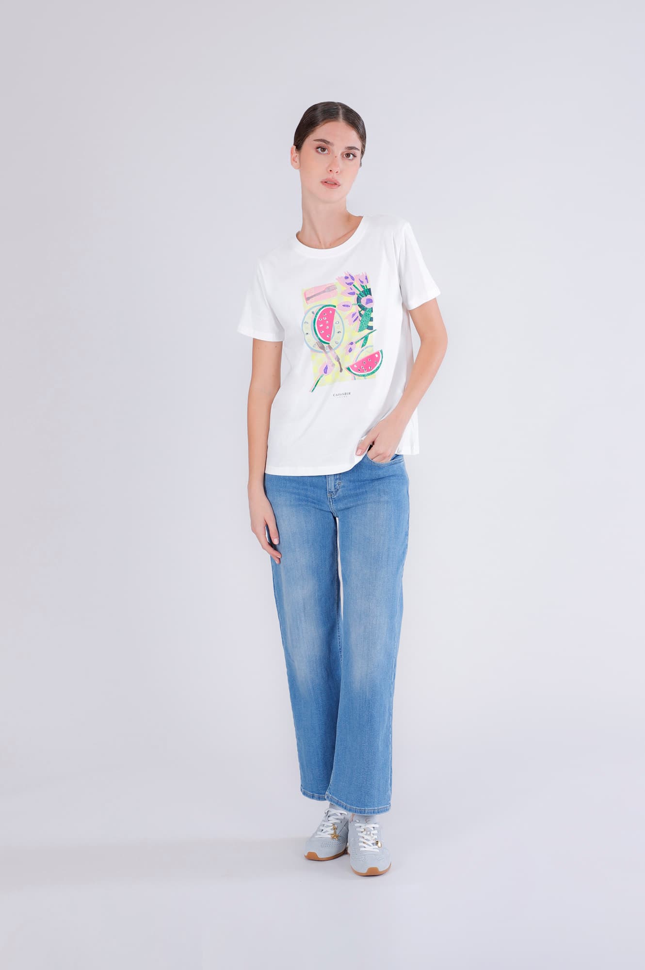 CafèNoir — T-shirt con stampa multifrutti off white