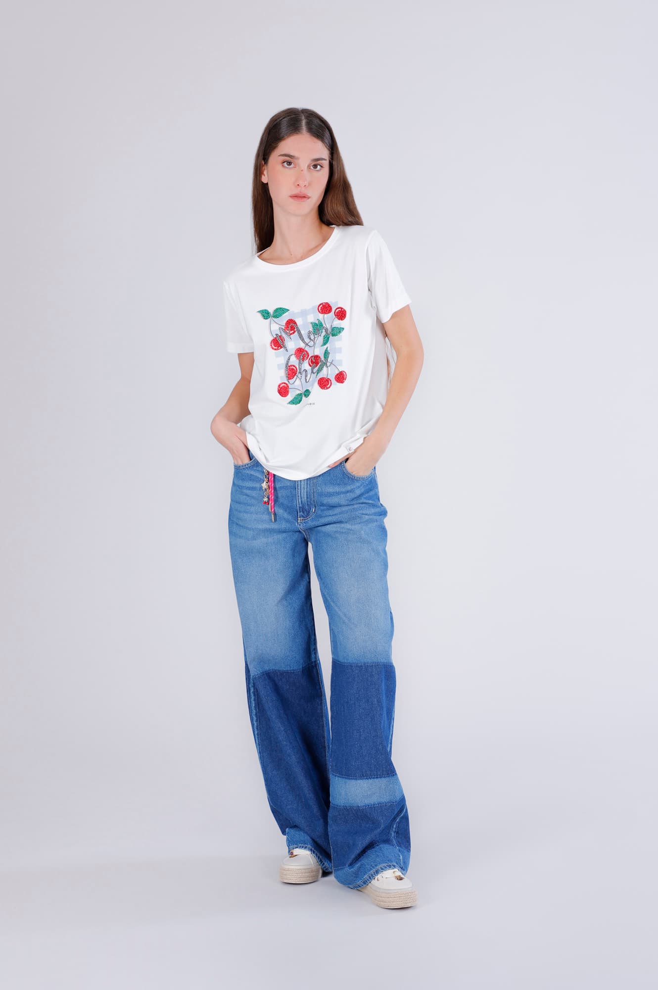 CafèNoir — T-shirt con stampa ciliegie off white