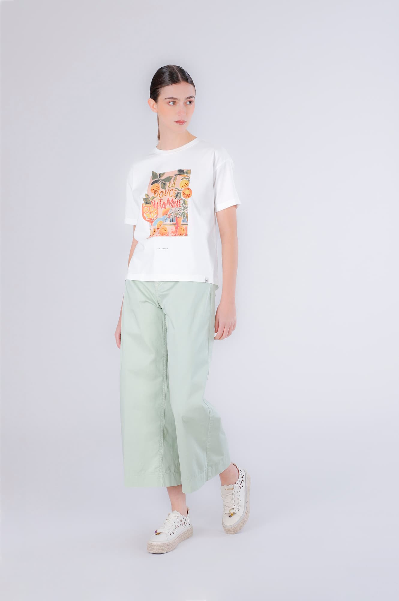 CafèNoir — T-shirt con stampa e scritta "la douce vitamine" off white