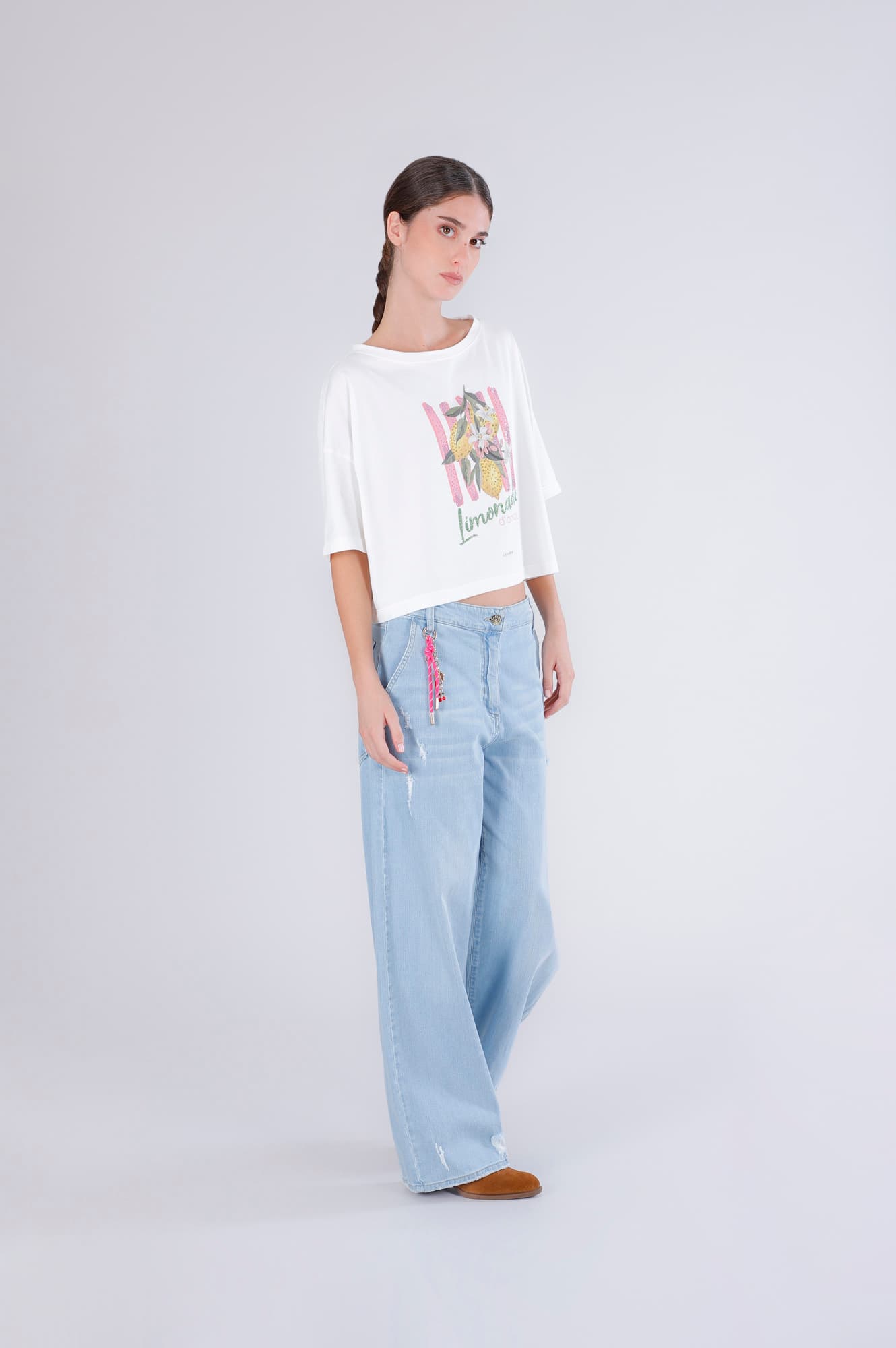 CafèNoir — T-shirt con stampa e scritta "limonade d'amour" off white