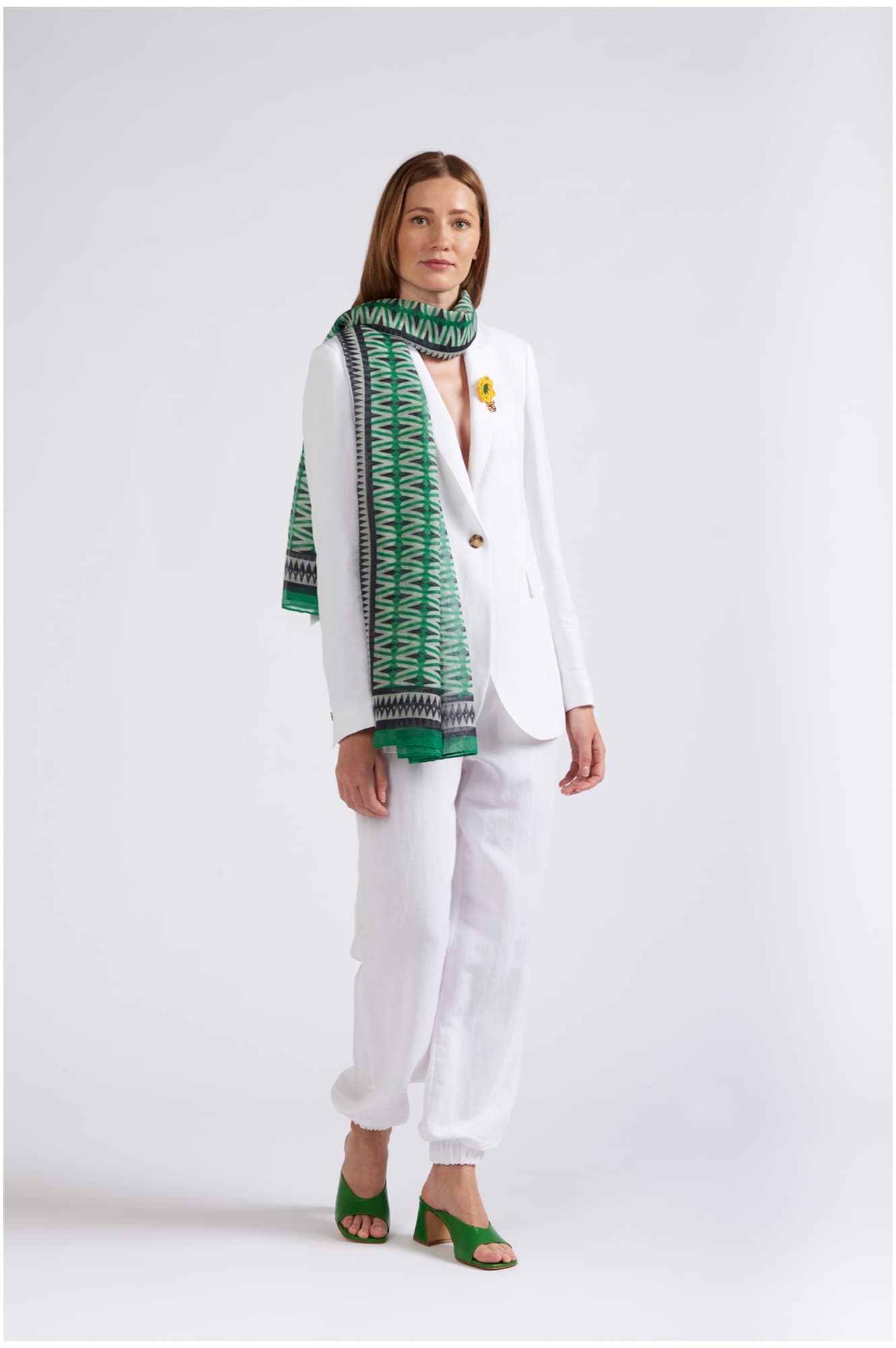 CafèNoir — Foulard stampa rombi rombo multiverde