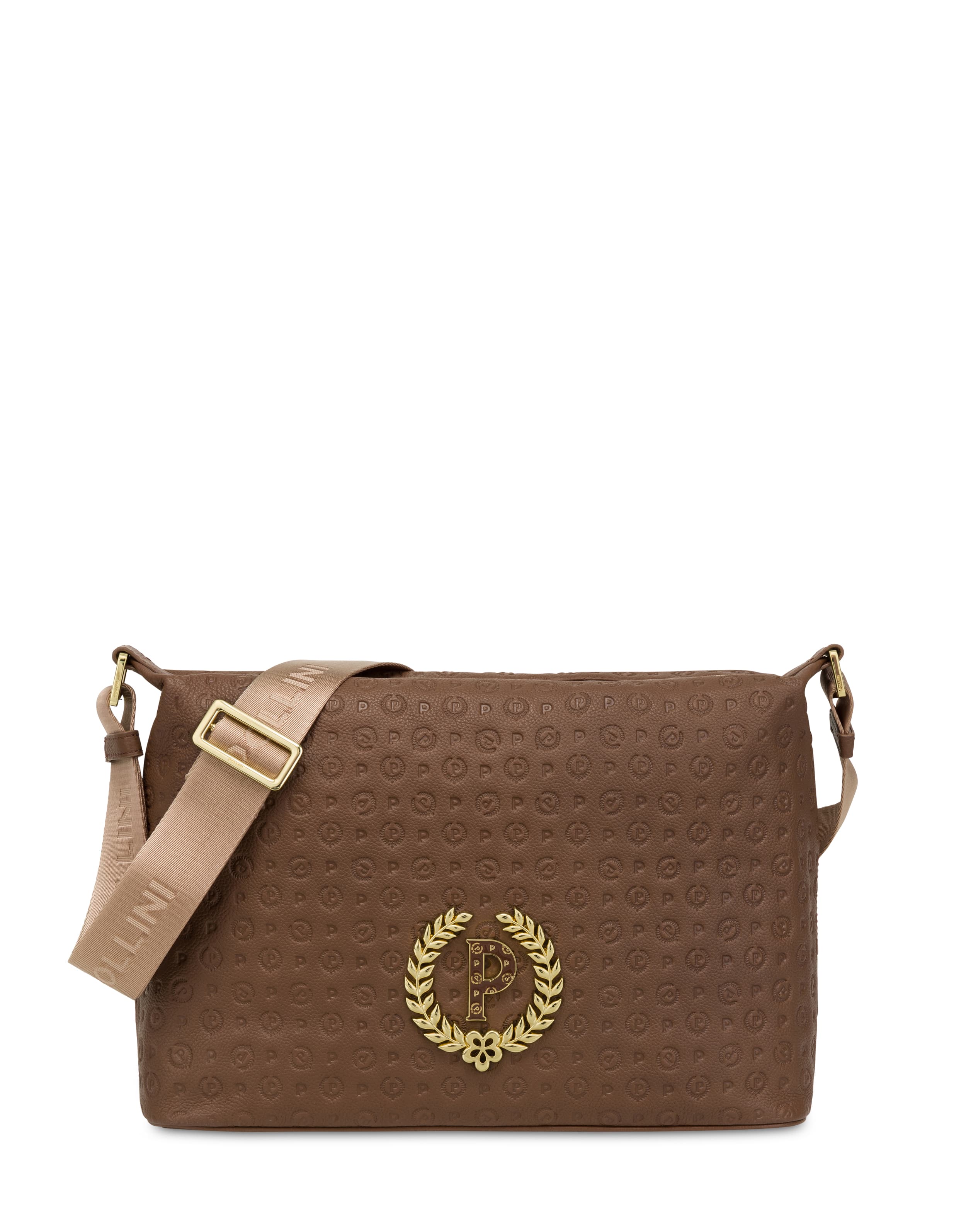 pollini — Borsa a spalla con tracolla regolabile Heritage Logo Embossed