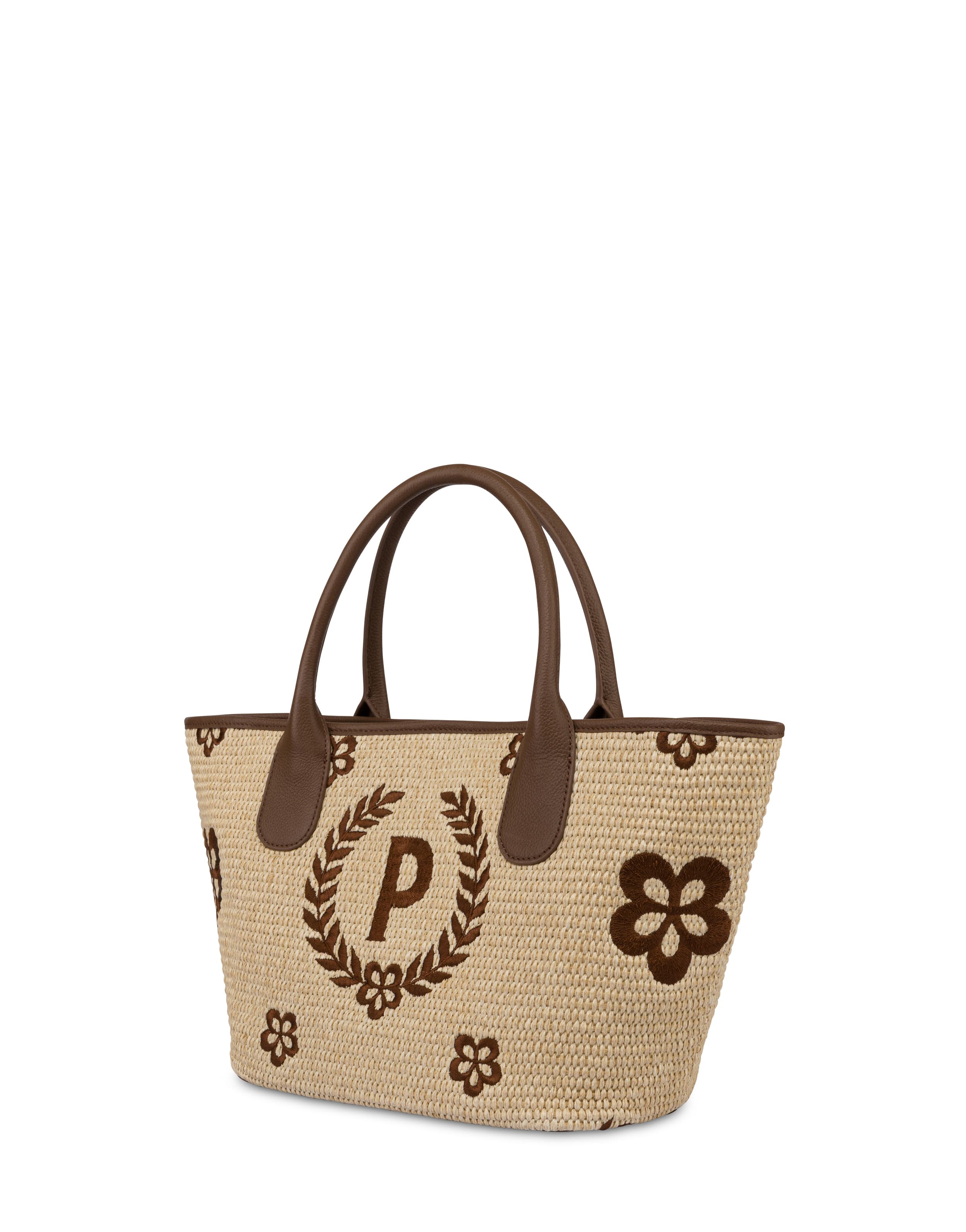 Tote bag in paglia Macro Heritage Small NATURALE/T.MORO/MARRONE — vista 2