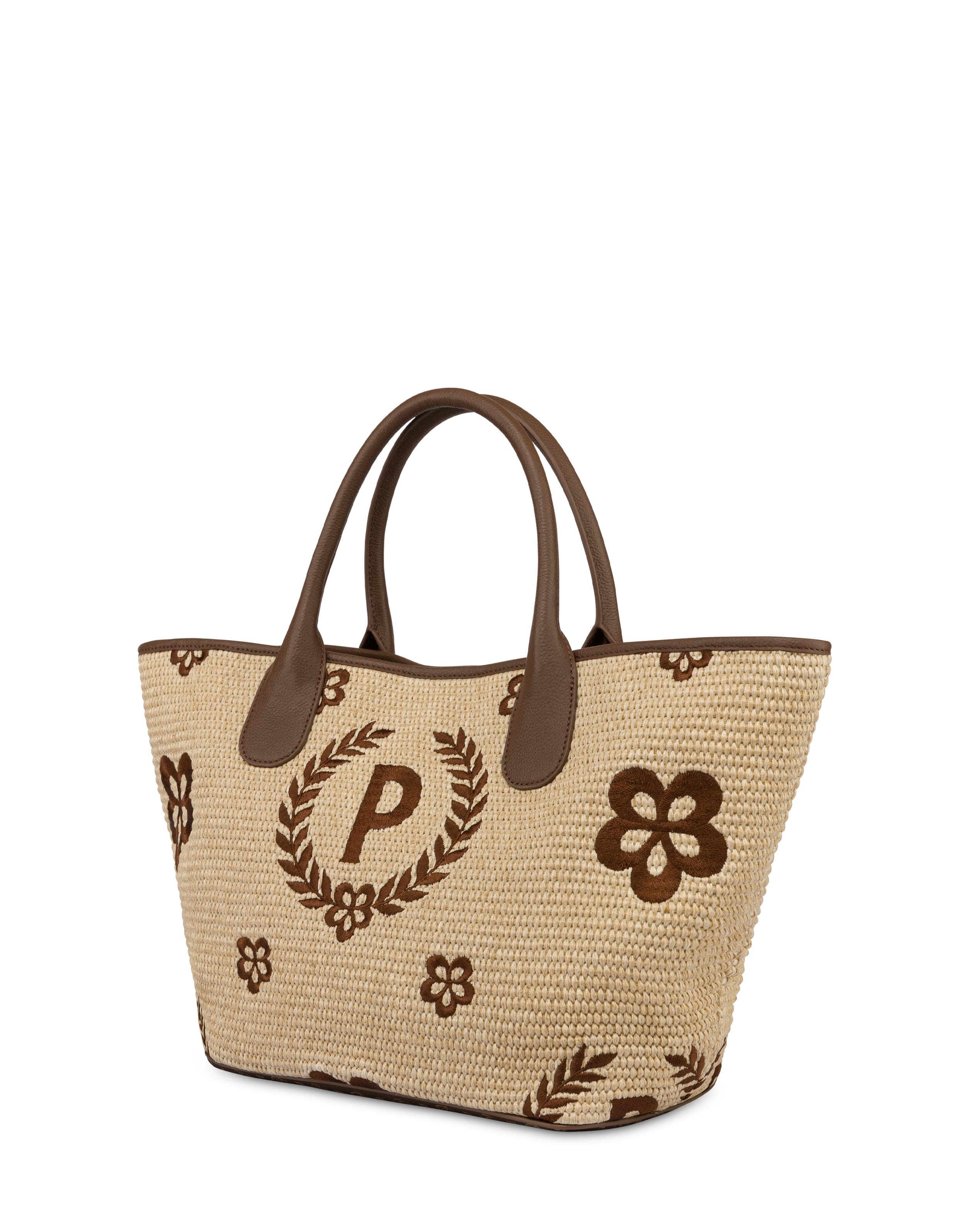 Tote bag in paglia Macro Heritage Medium NATURALE/T.MORO/MARRONE — vista 2