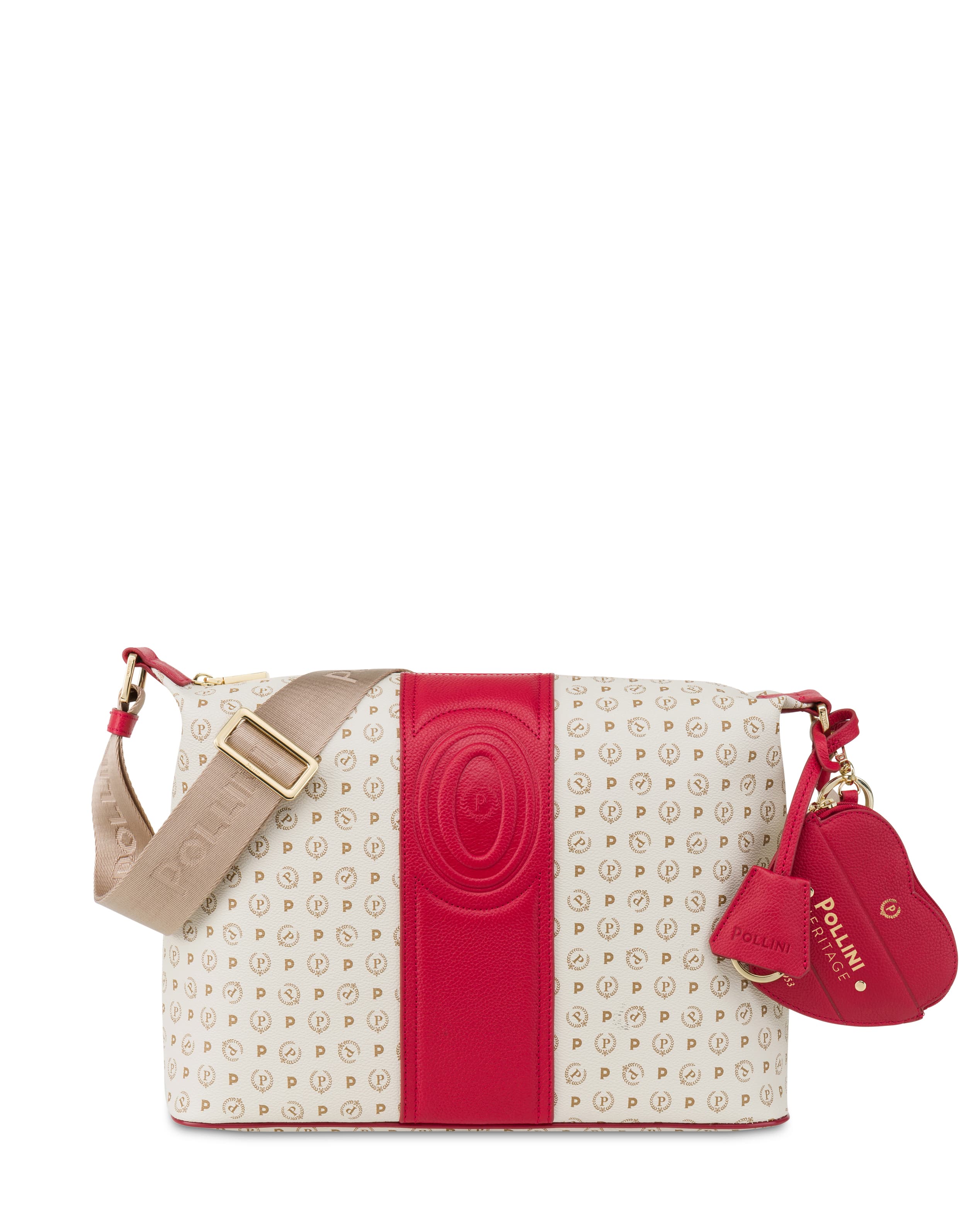 pollini — Borsa a spalla Heritage 70 AVORIO/ROSSO.