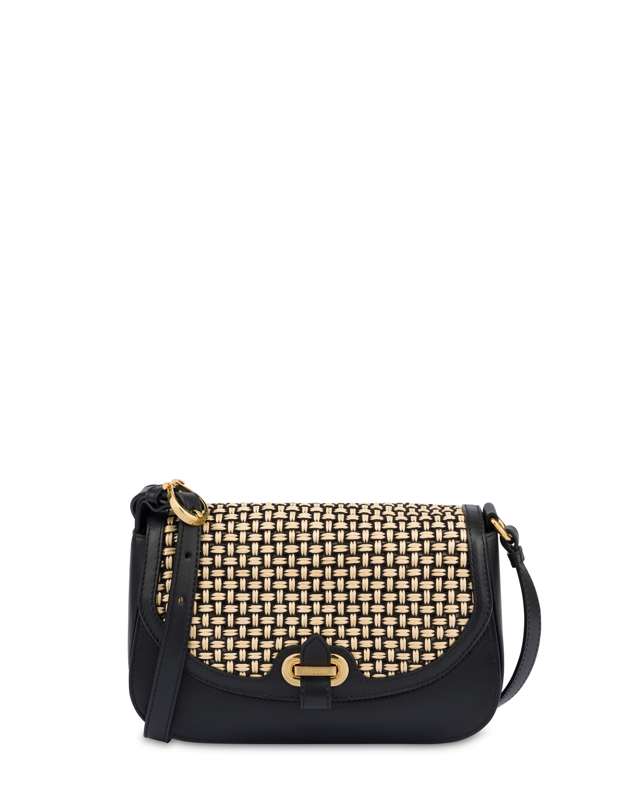pollini — Crossbody Bag Fence in Vitello e Rafia