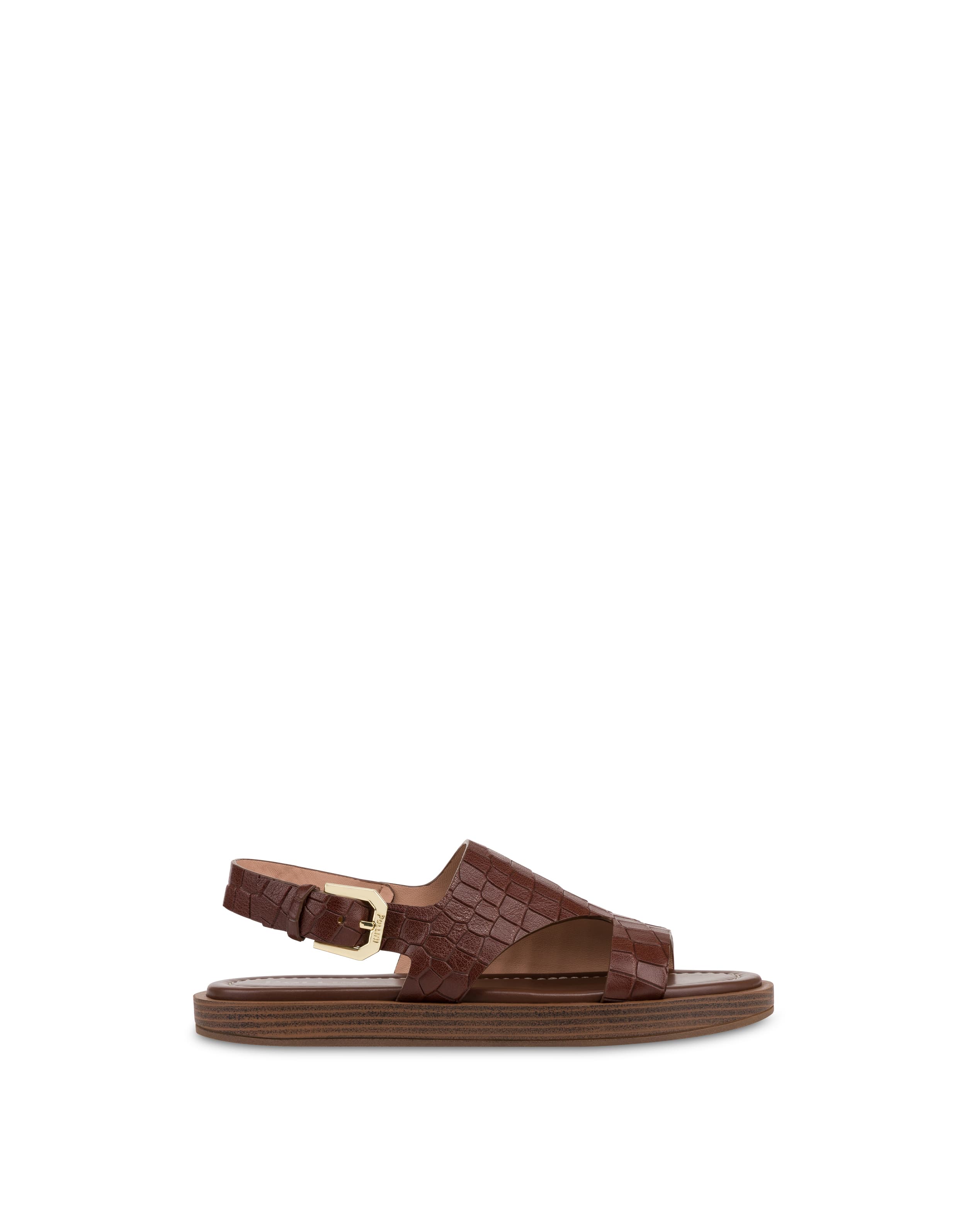 pollini — Sandalo Flat Como In Capra Stampa Cocco