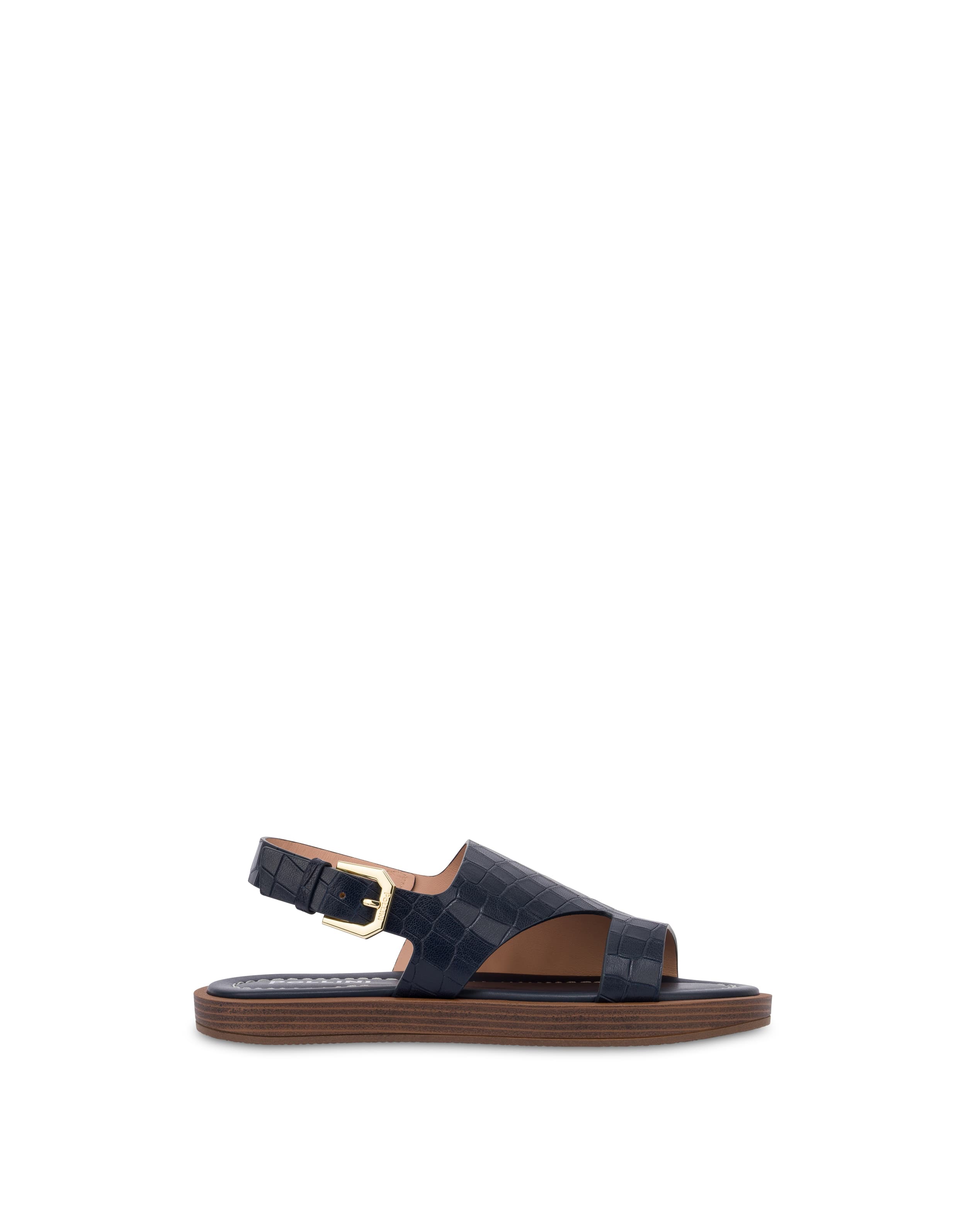 pollini — Sandalo Flat Como In Capra Stampa Cocco