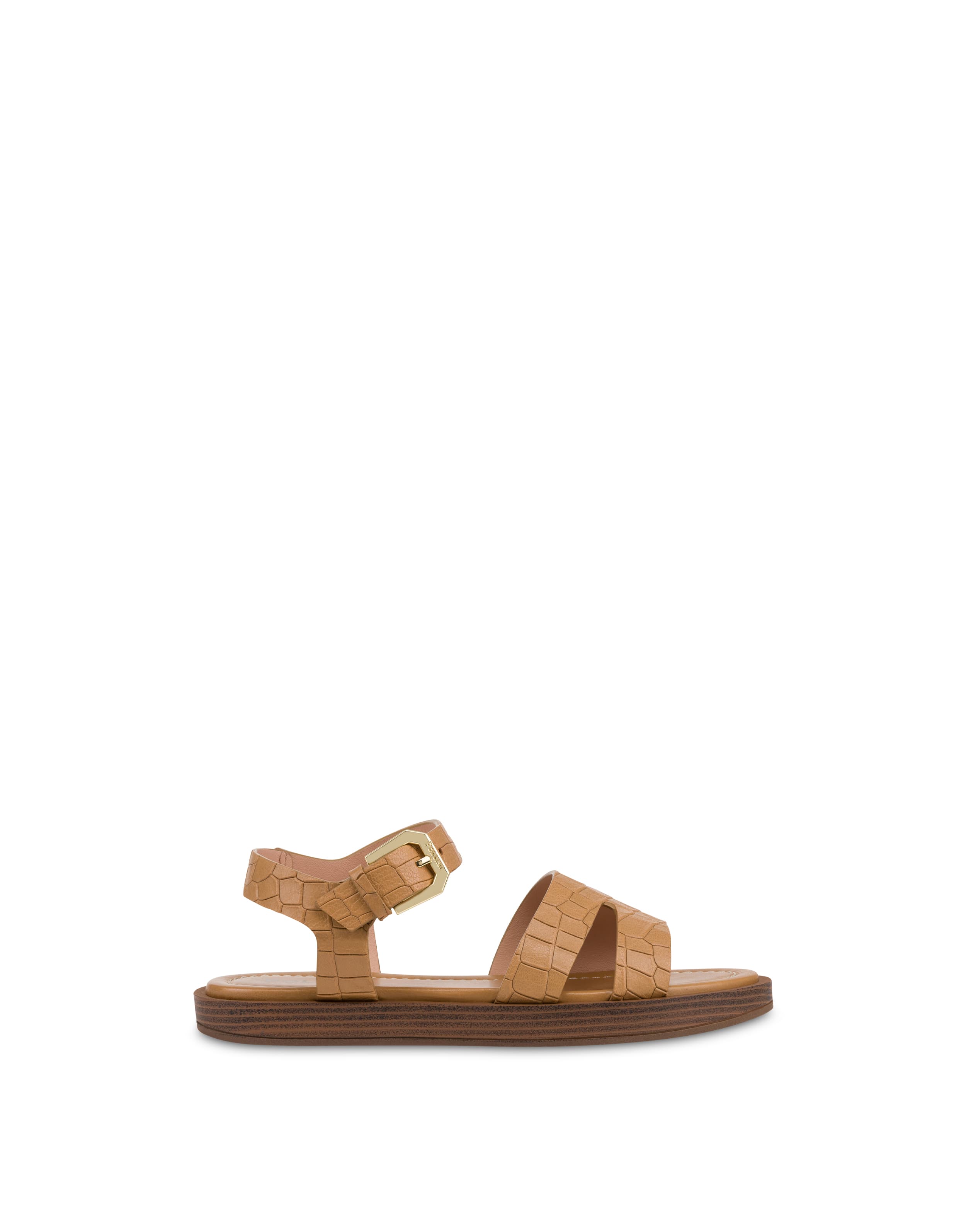 pollini — Sandalo Flat Como In Capra Stampa Cocco