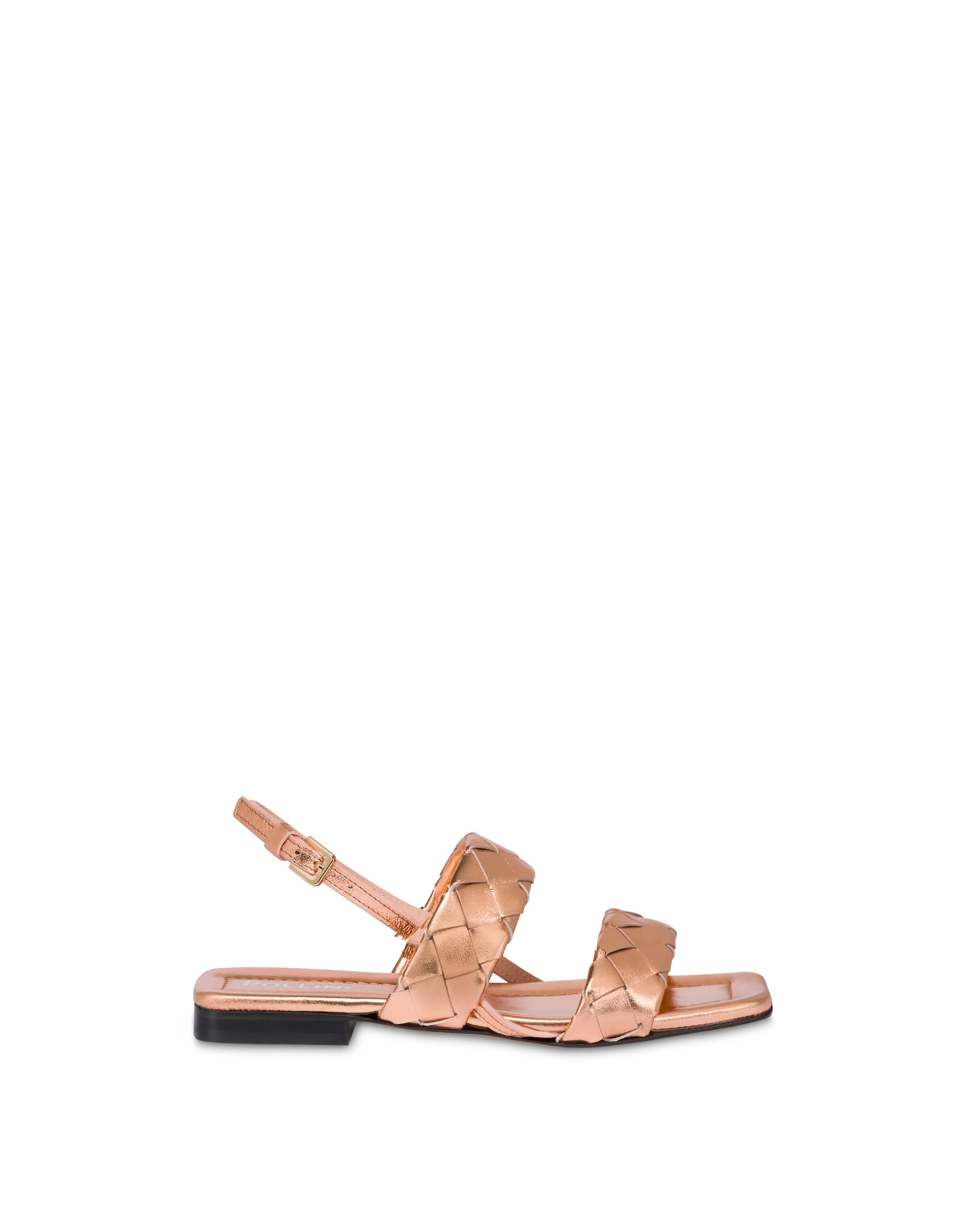 pollini — Sandalo Flat Dama In Nappa Laminata