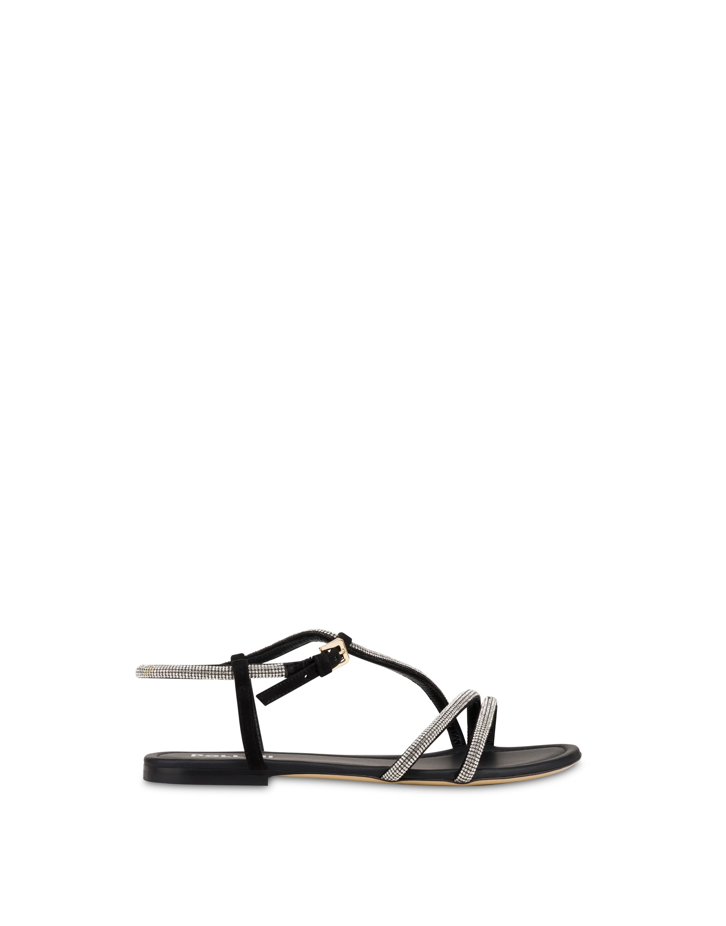 pollini — Sandalo Flat Bling Bling in Camoscio