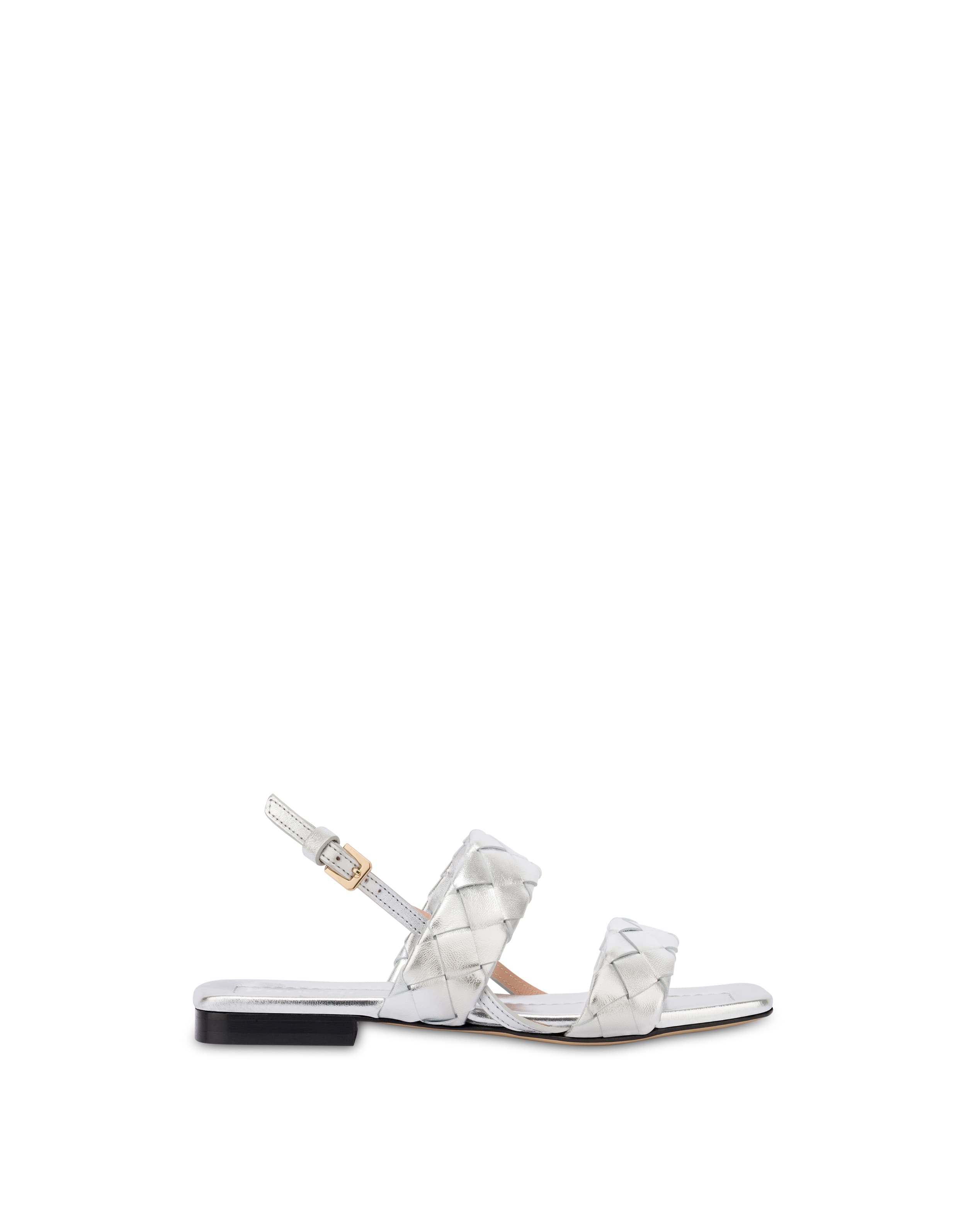 pollini — Sandalo Flat Dama In Nappa Laminata