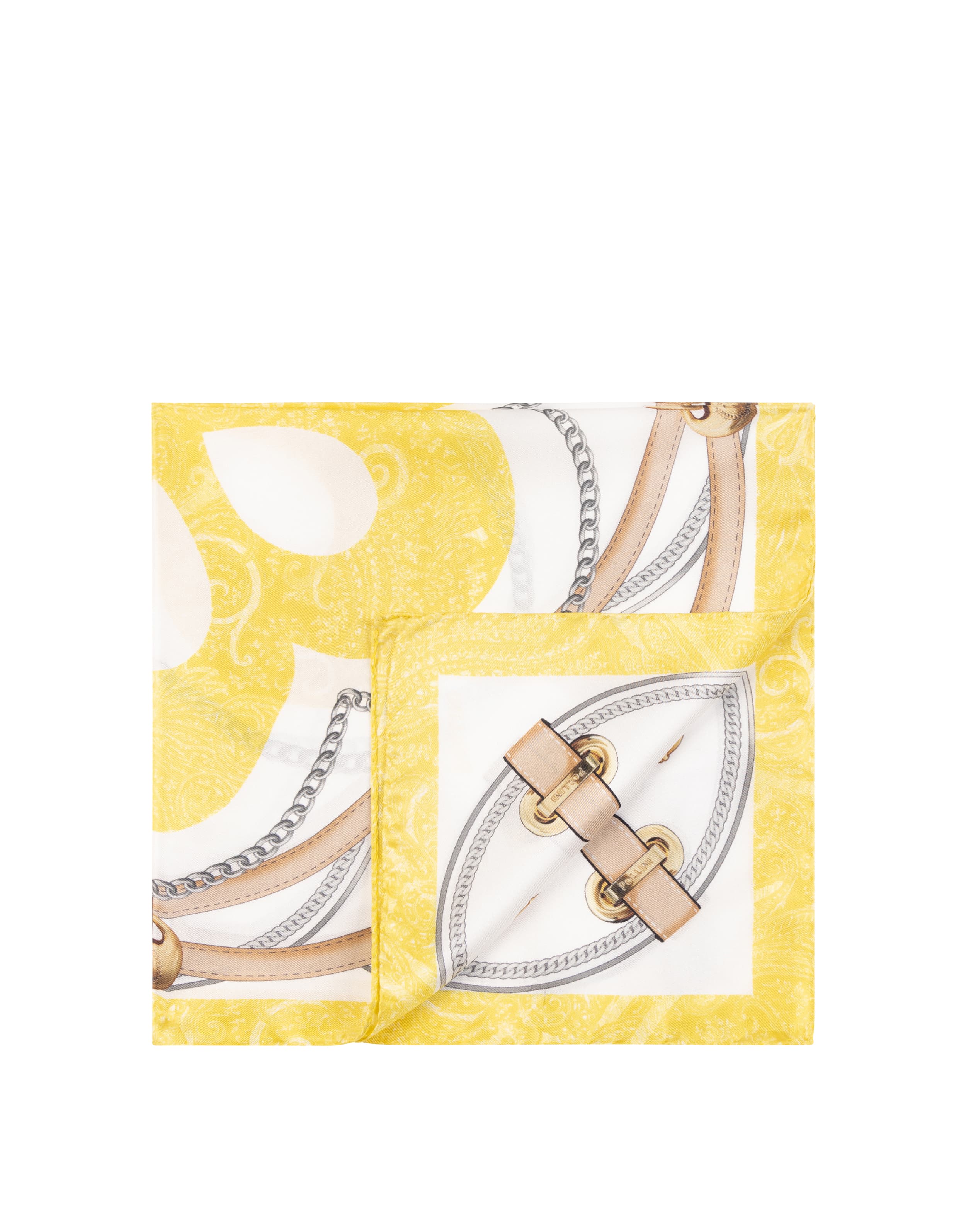 pollini — Foulard In Seta Con Stampa Cinghie E Staffe Beige