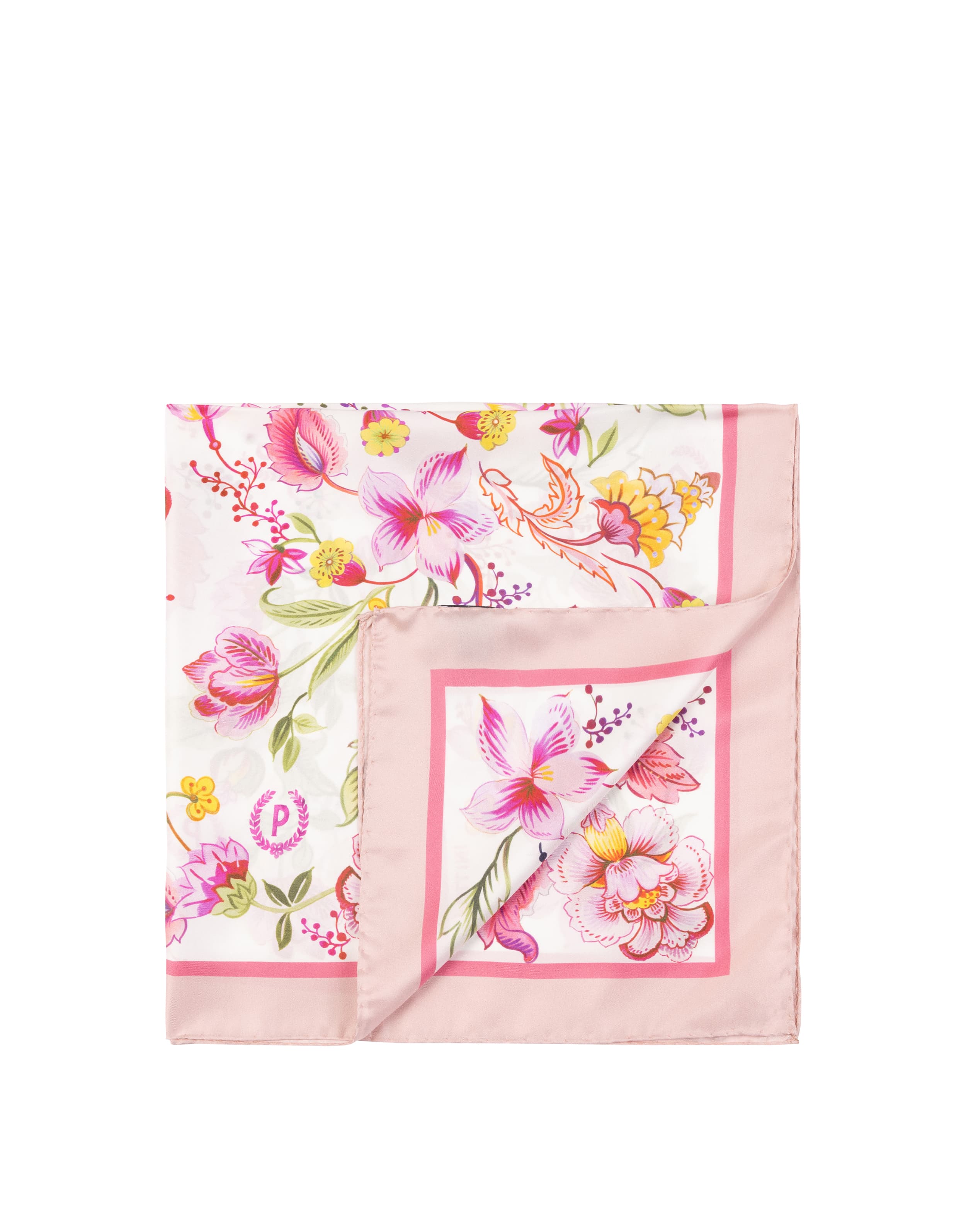 pollini — Foulard In Seta Con Stampa floreale su fondo bianco