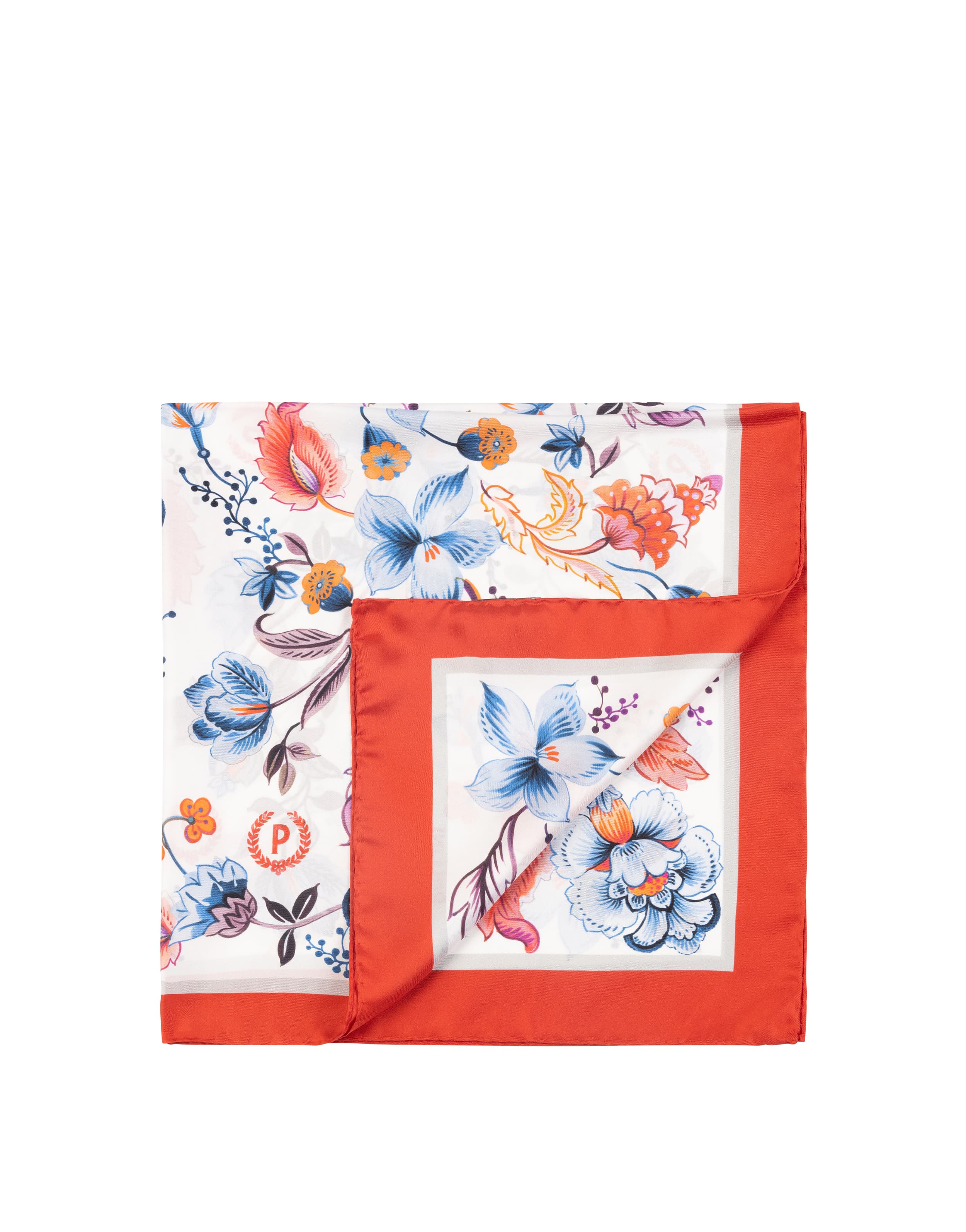 pollini — Foulard In Seta Con Stampa floreale su fondo bianco