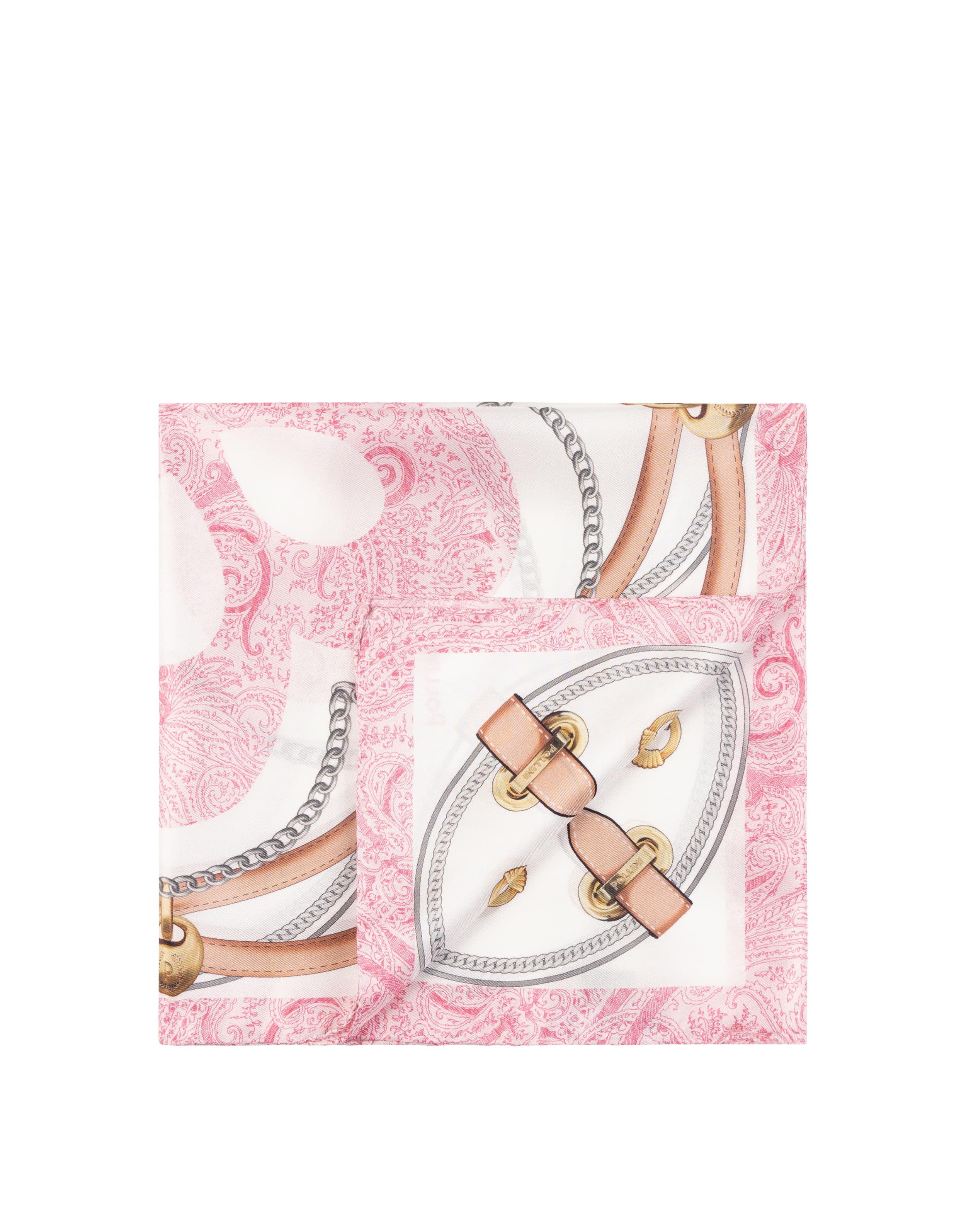 pollini — Foulard In Seta Con Stampa Cinghie E Staffe Beige