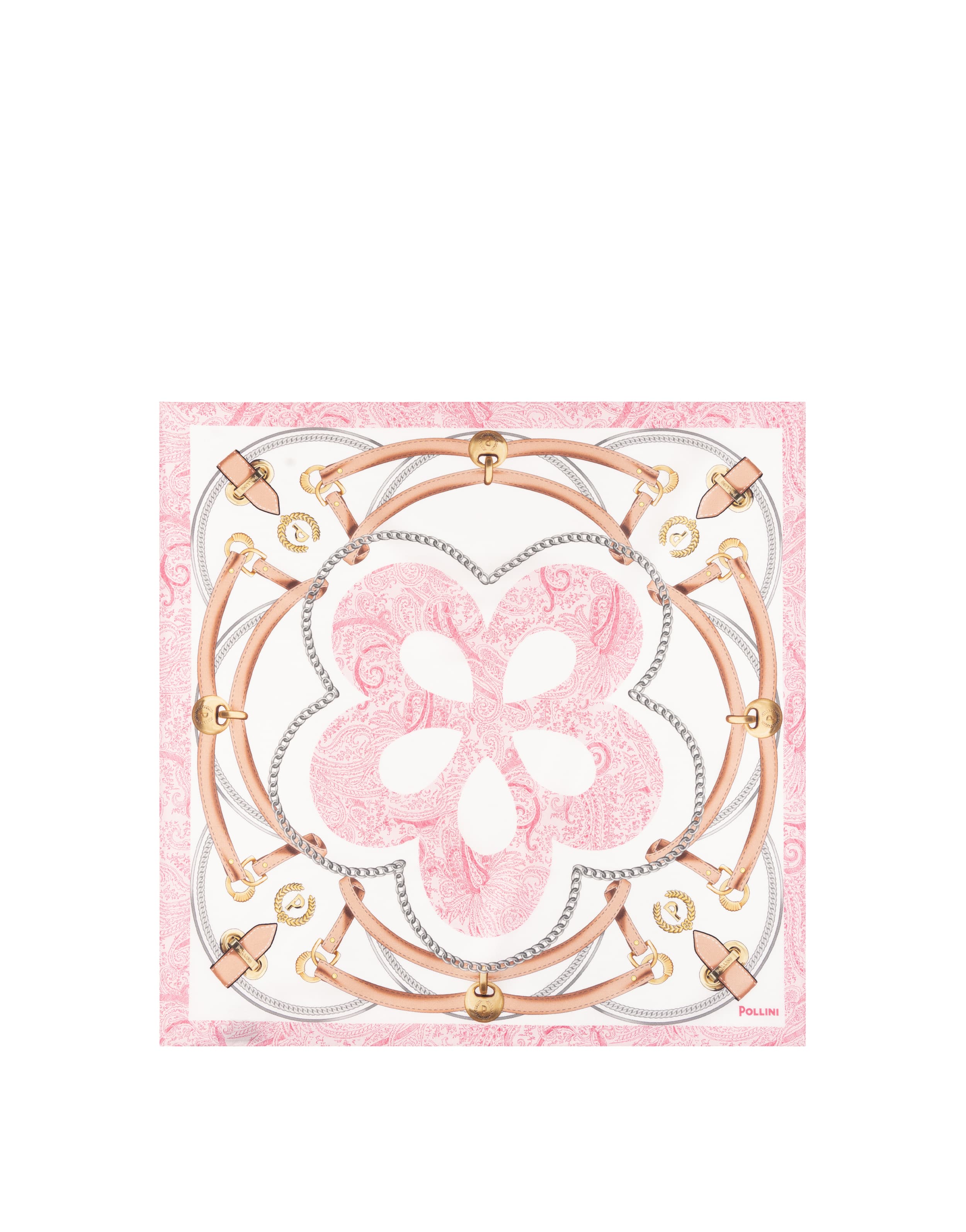Foulard In Seta Con Stampa Cinghie E Staffe Beige — vista 2